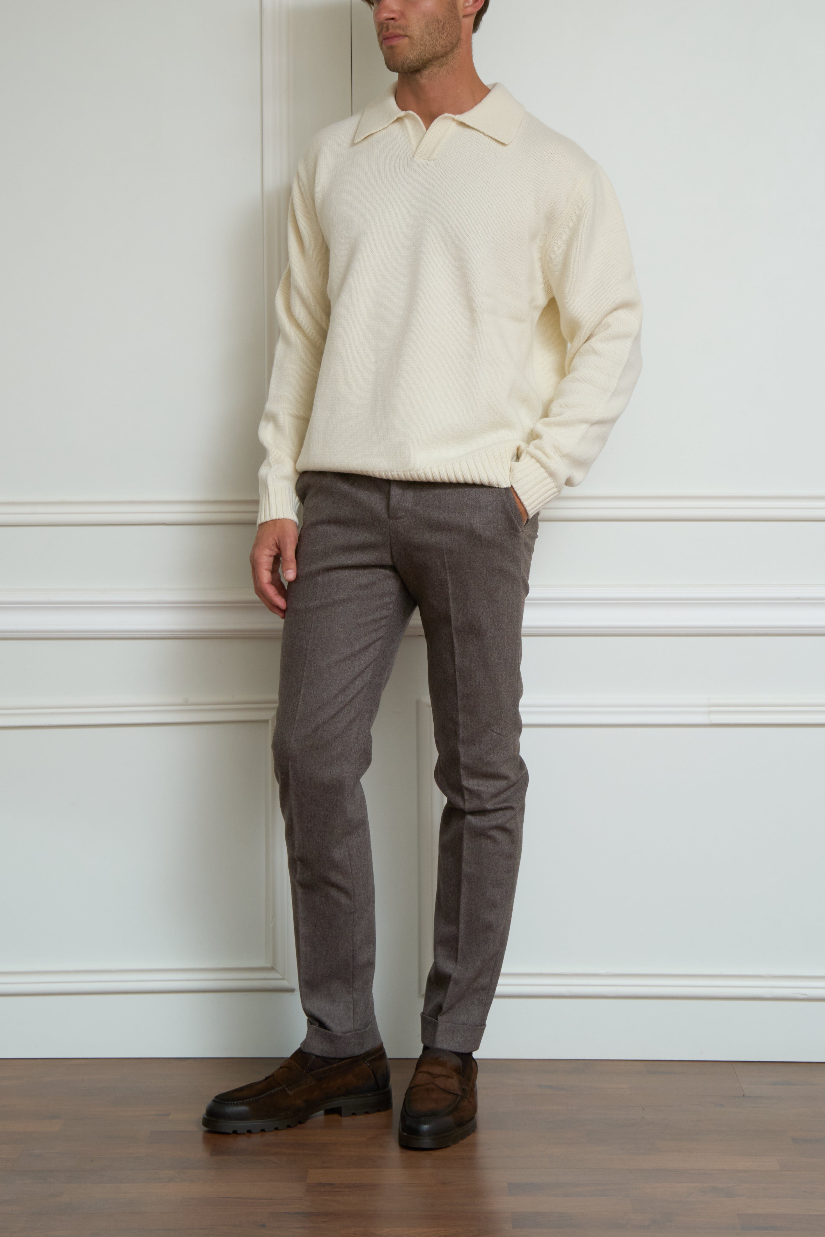 Strickpolo in creme