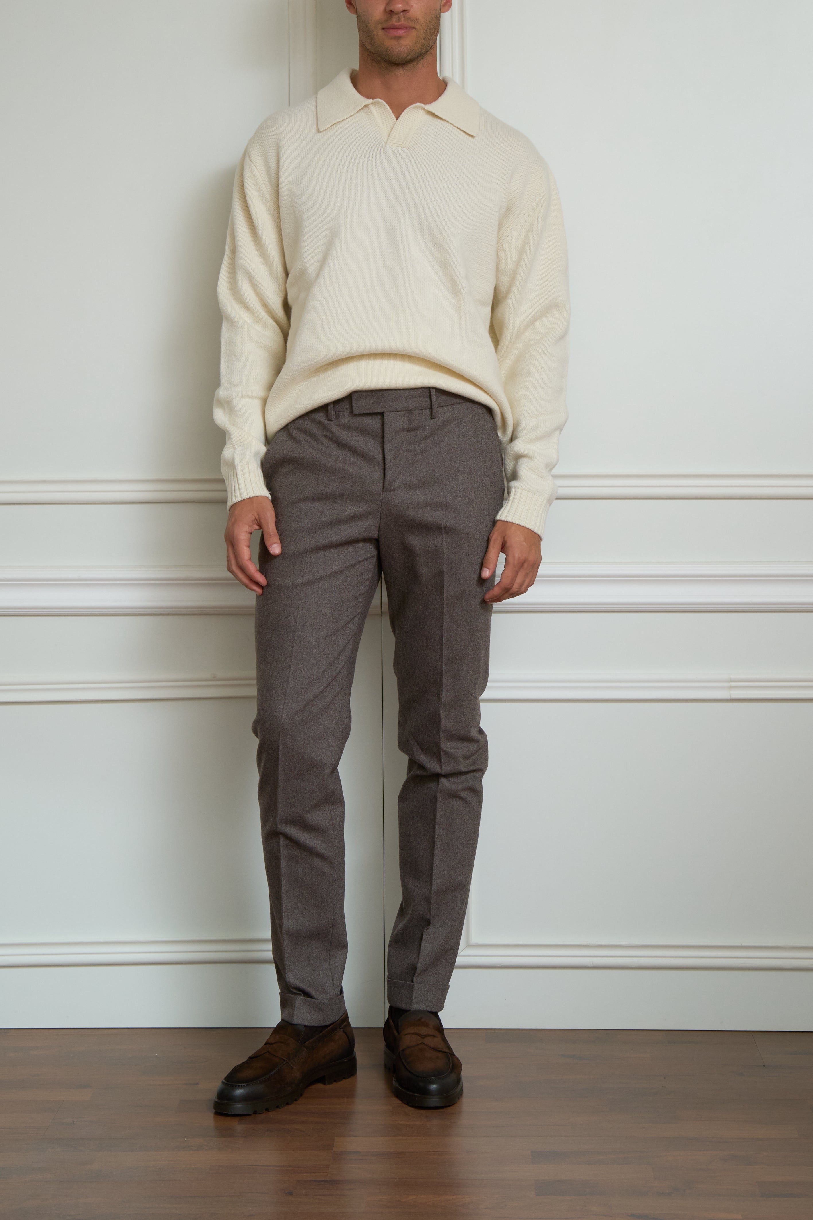 Flanellhose in taupe