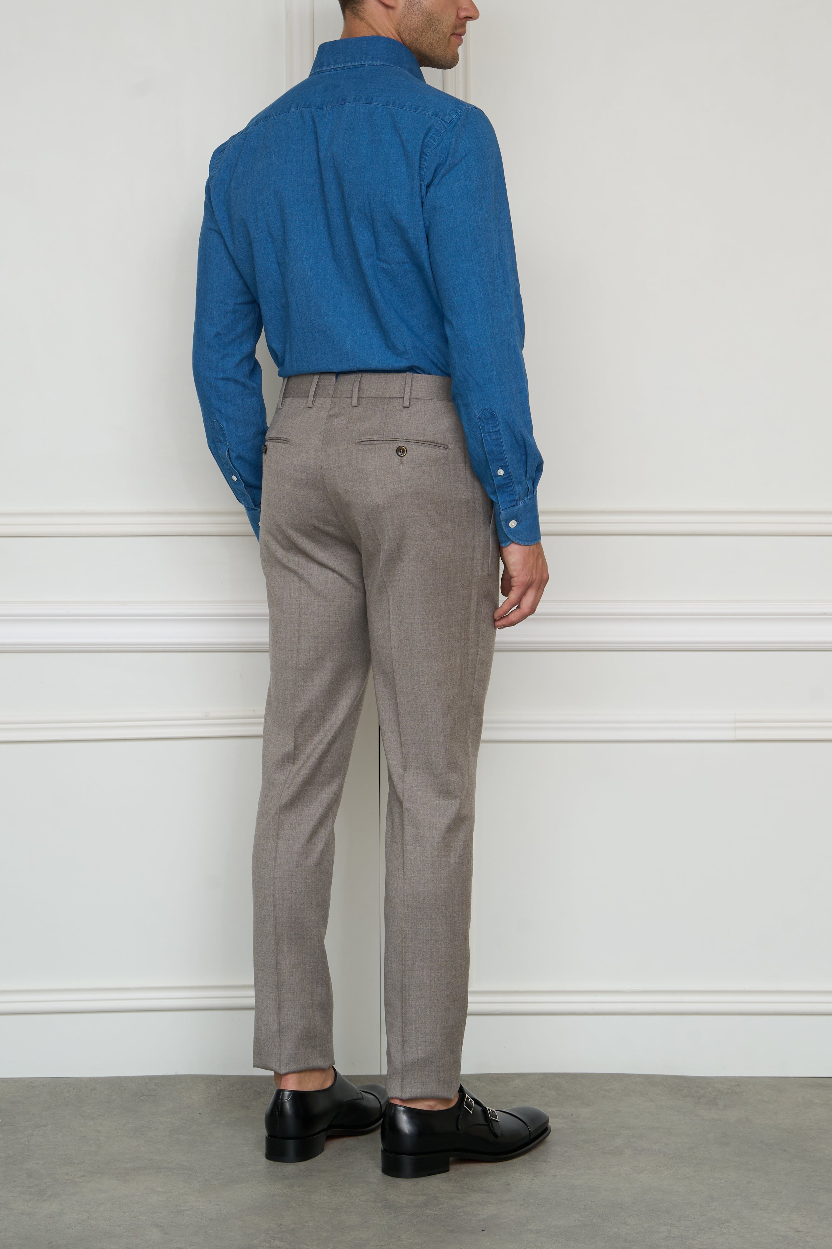 Flannel pants in beige