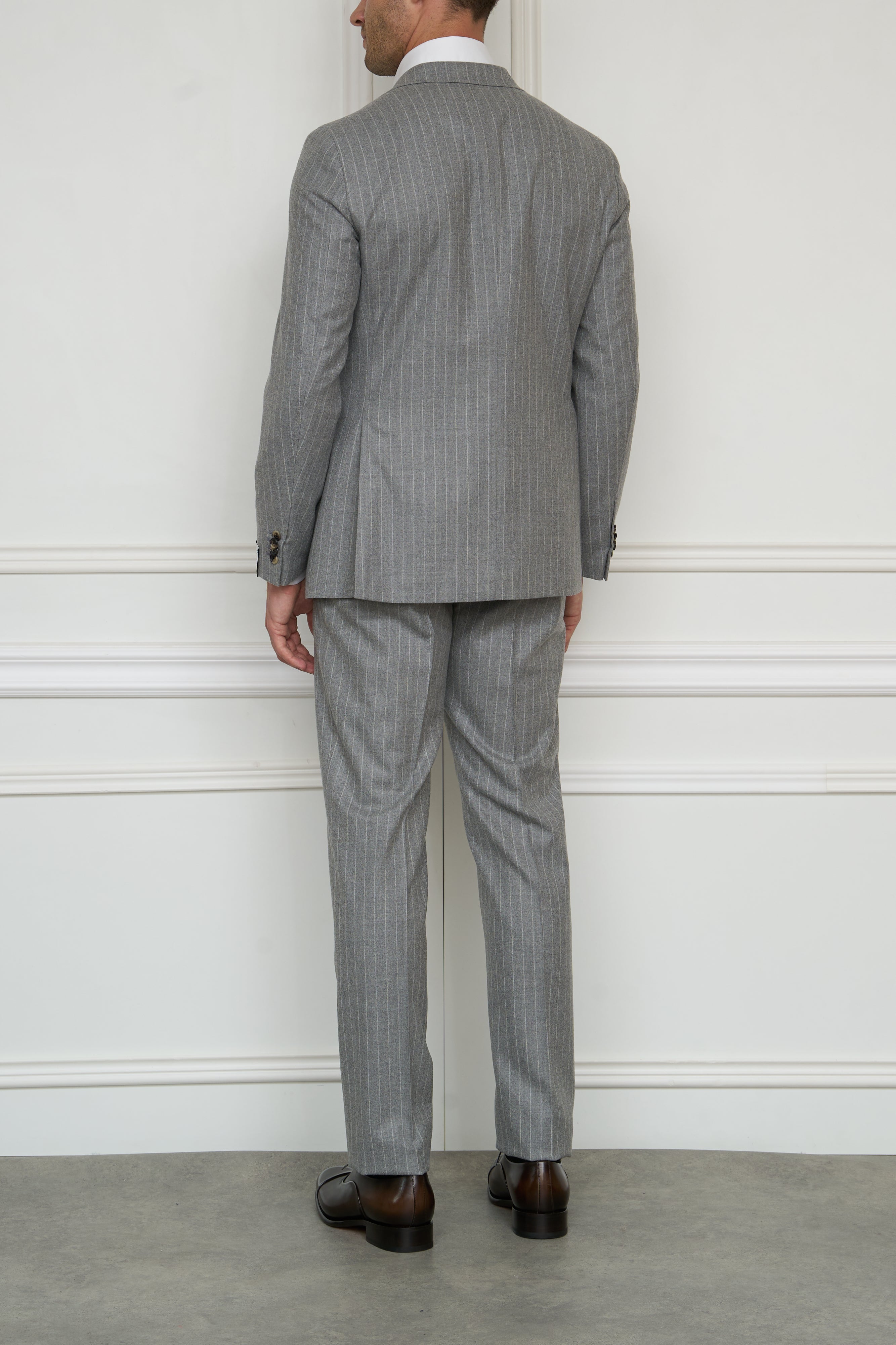 Suit in grey with chalk stripes