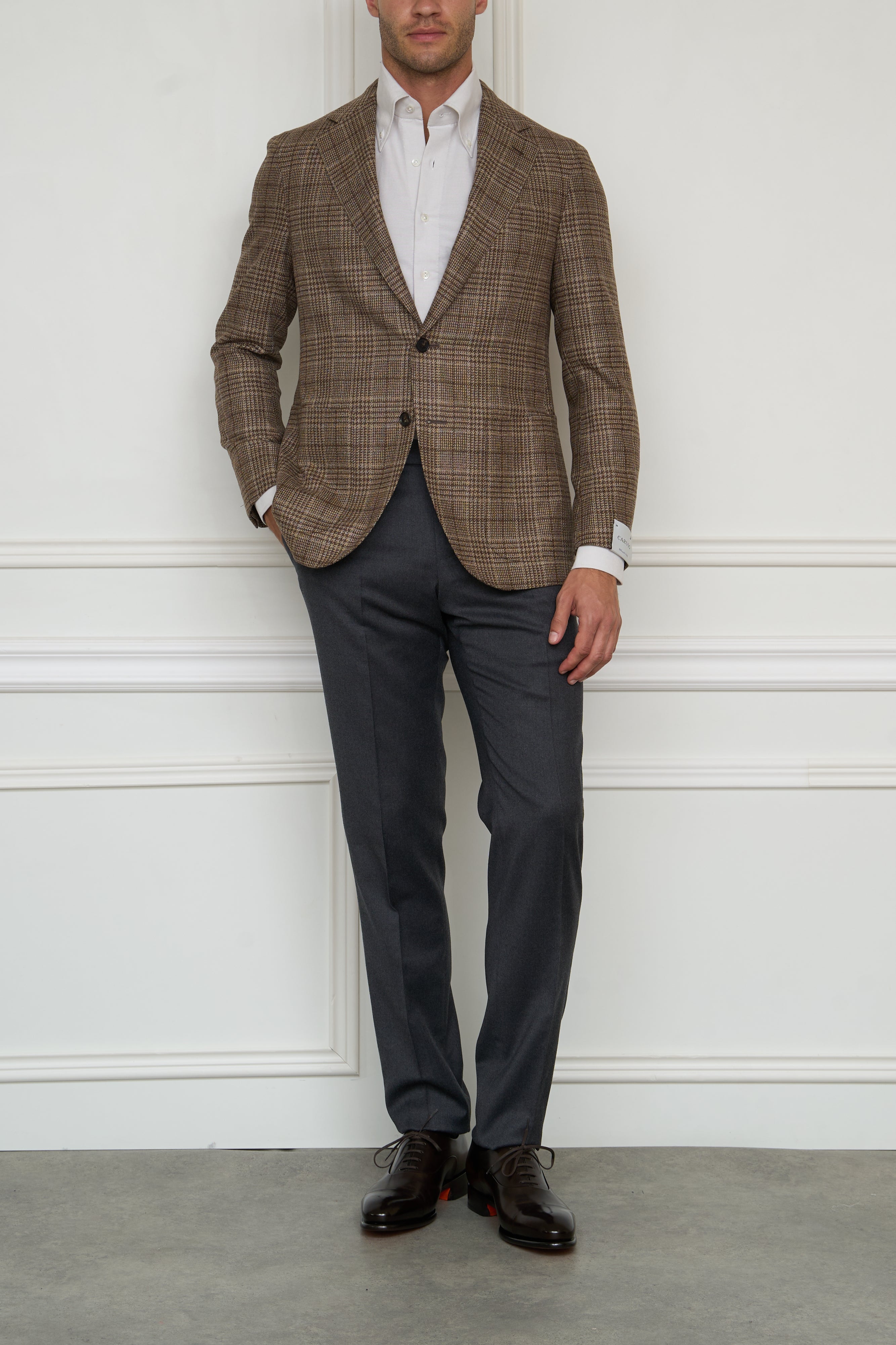 Check blazer in brown-multi