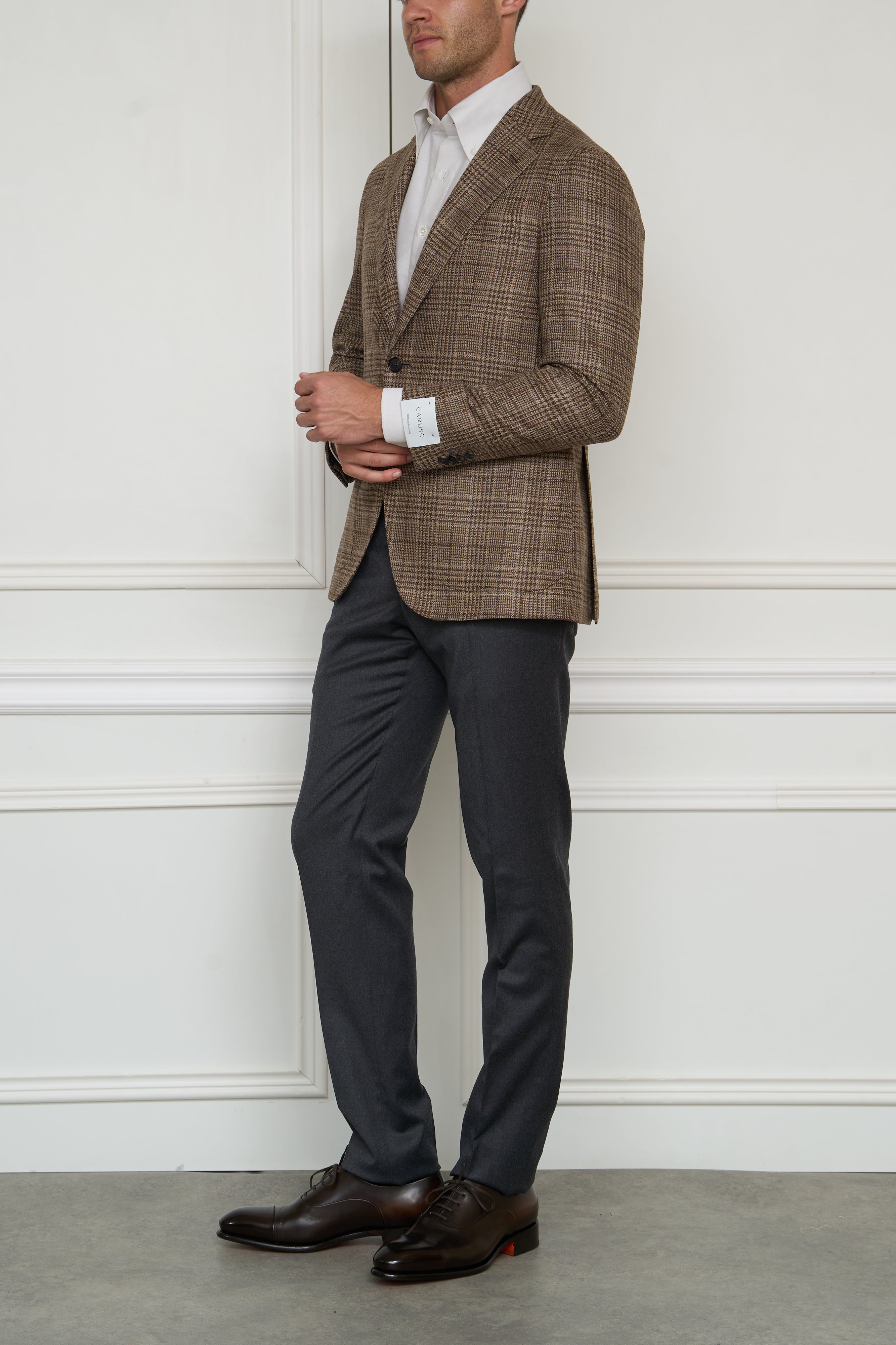 Check blazer in brown-multi
