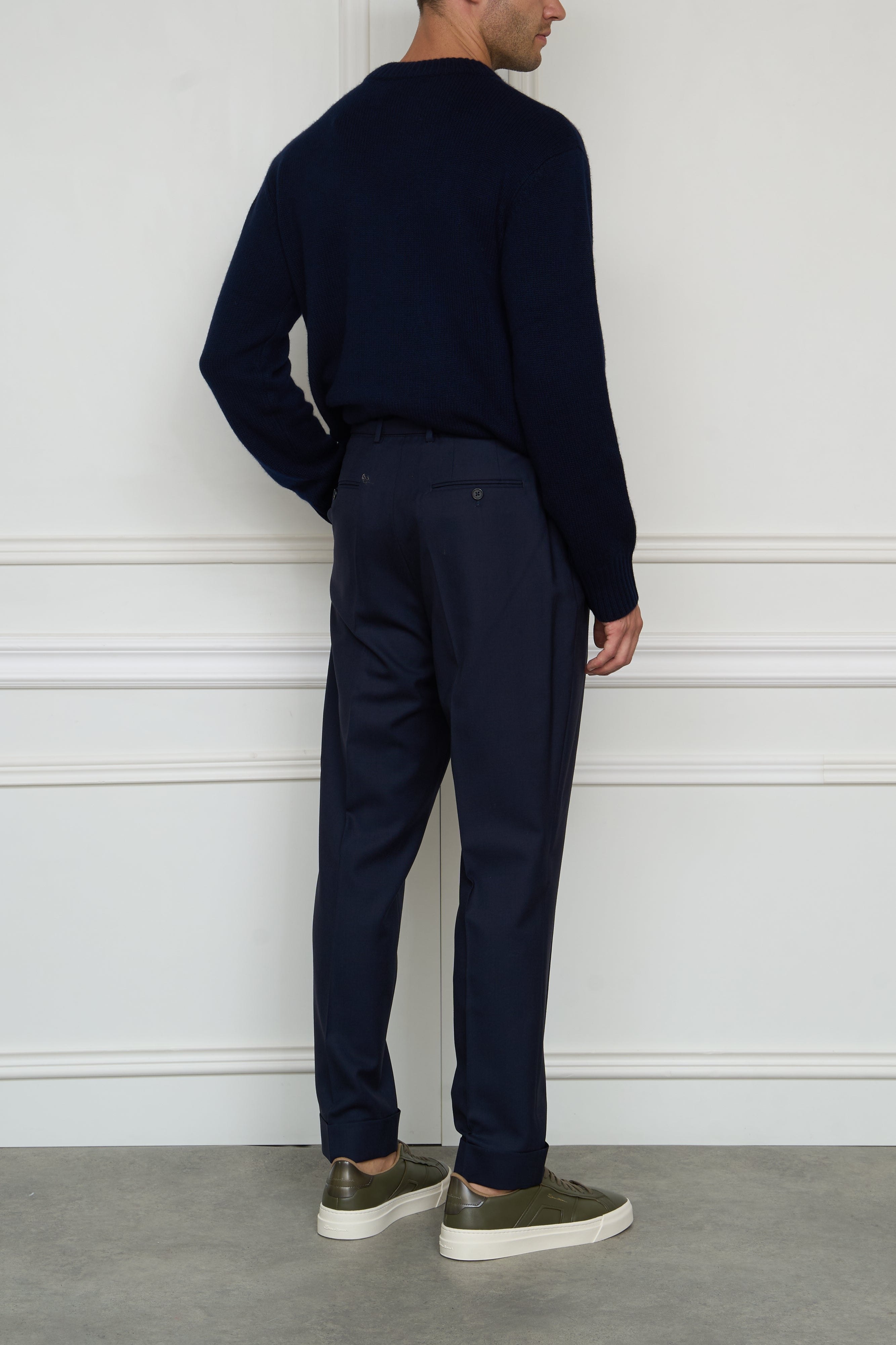 Lightweight wool trousers in navy