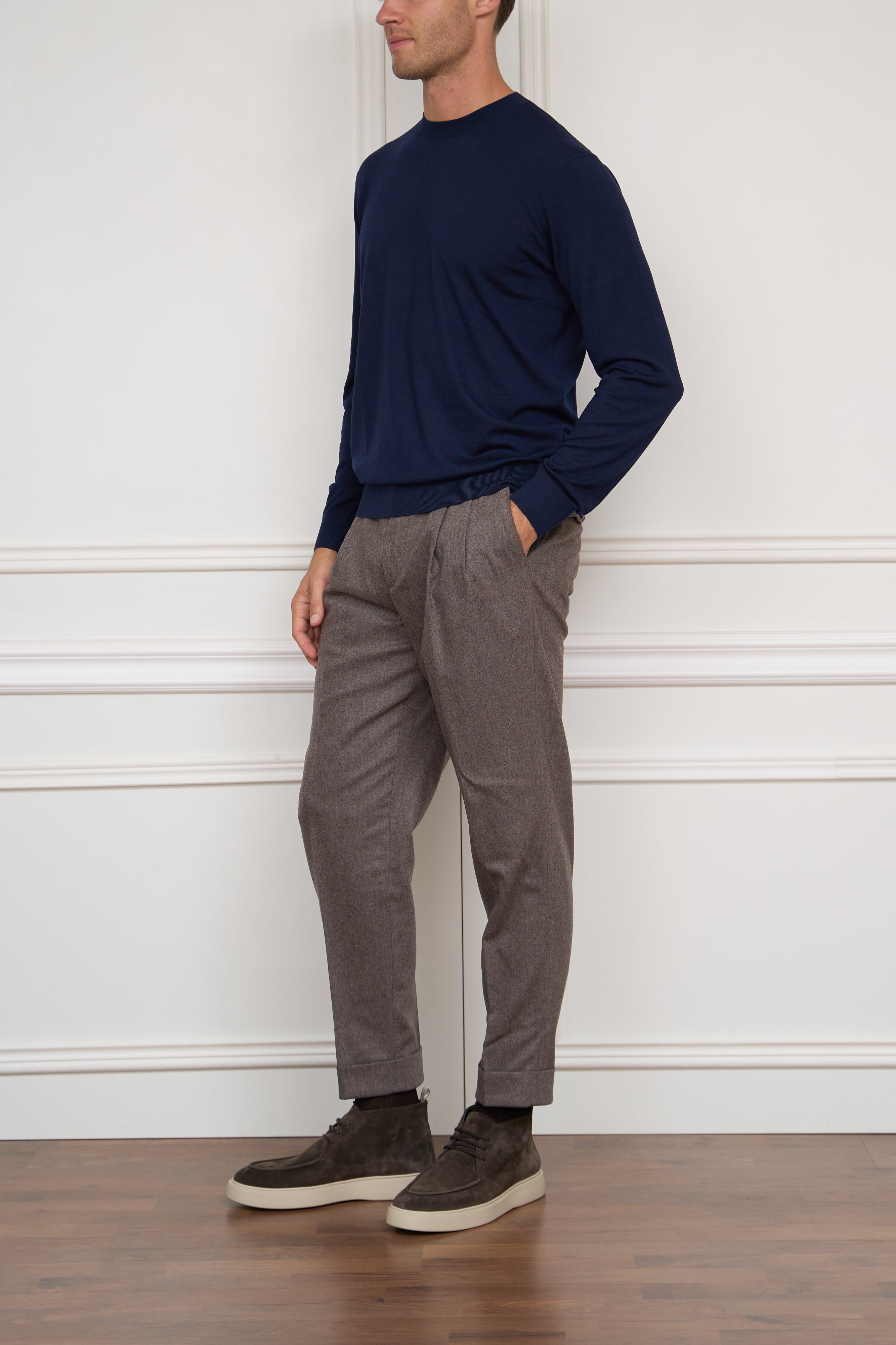Merino-Pullover in blau