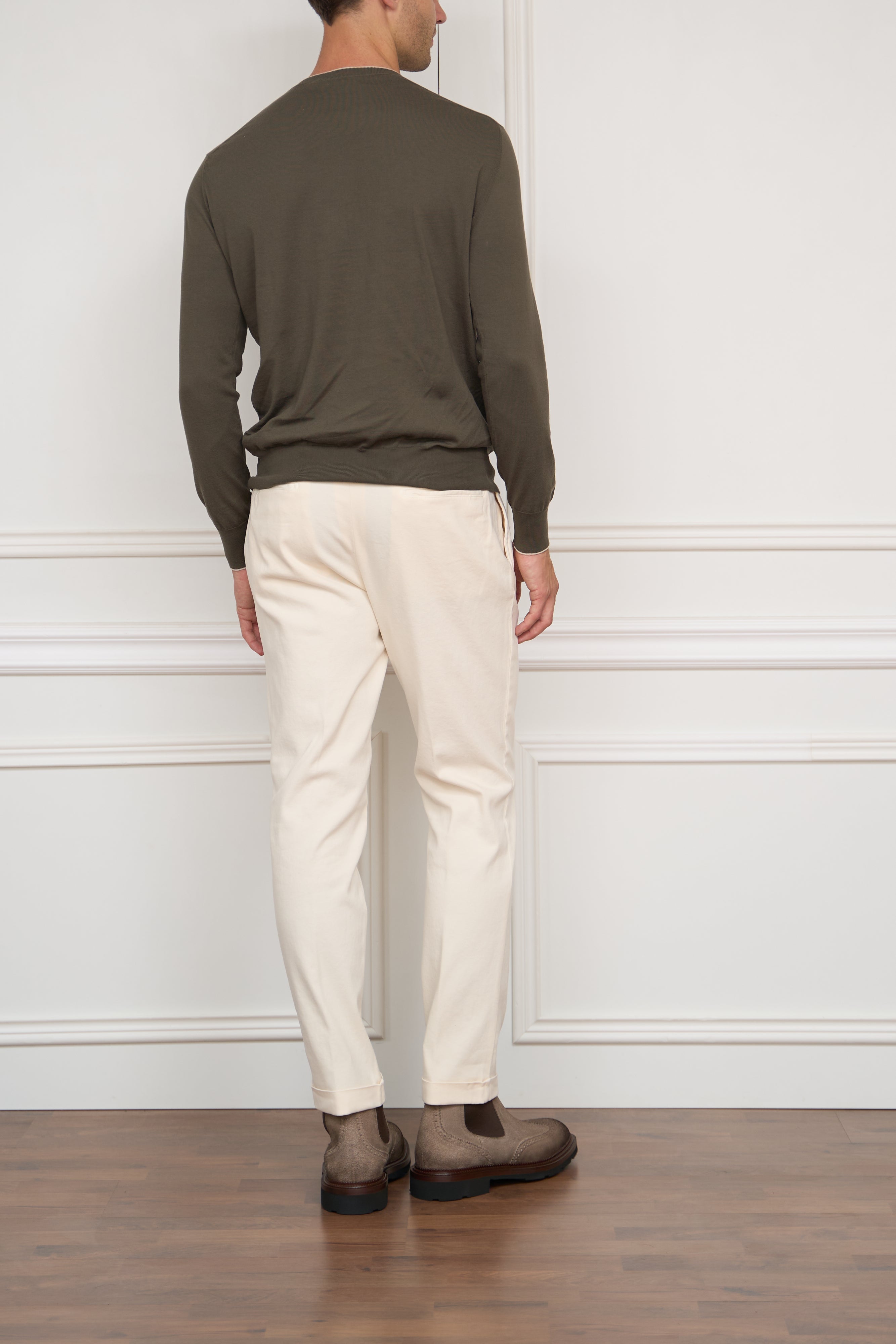 Baumwoll-Pullover in olive