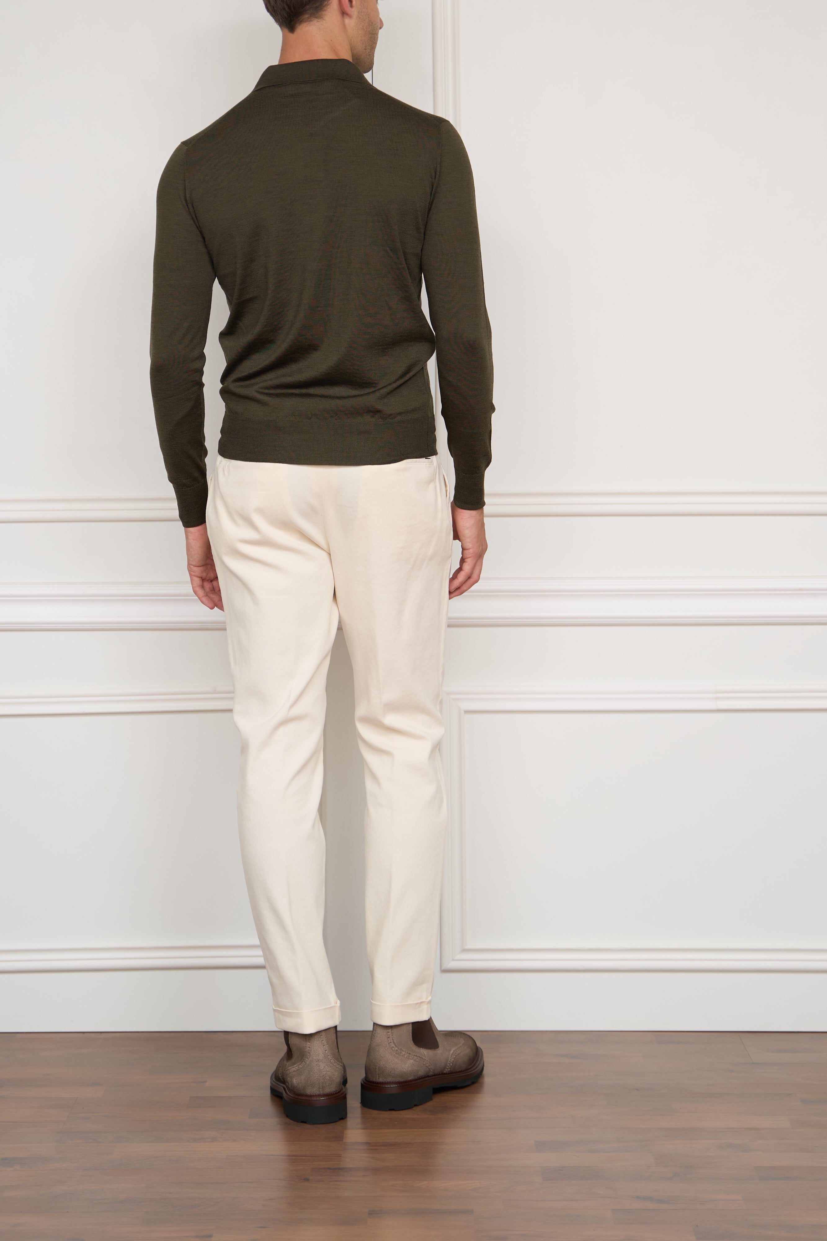 Merino-Polo in olive