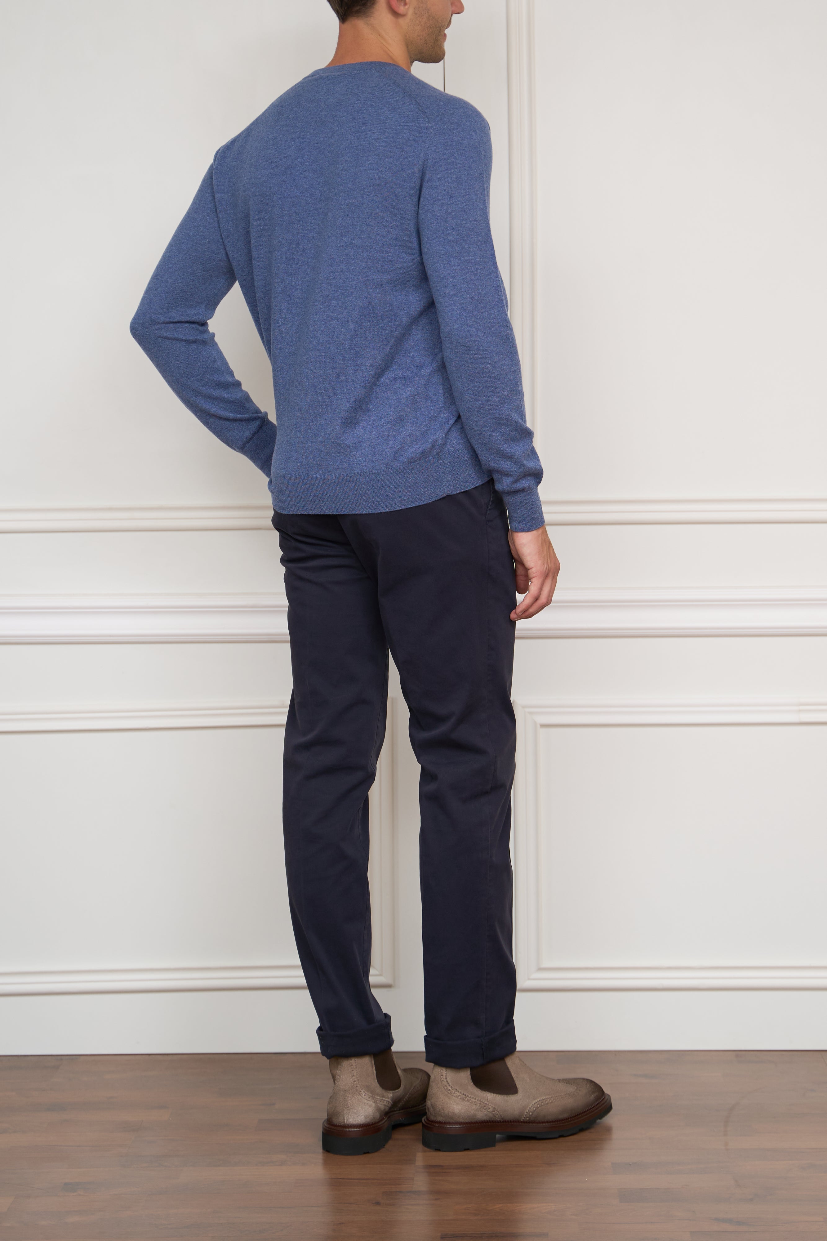 Kaschmir Pullover in blau meliert