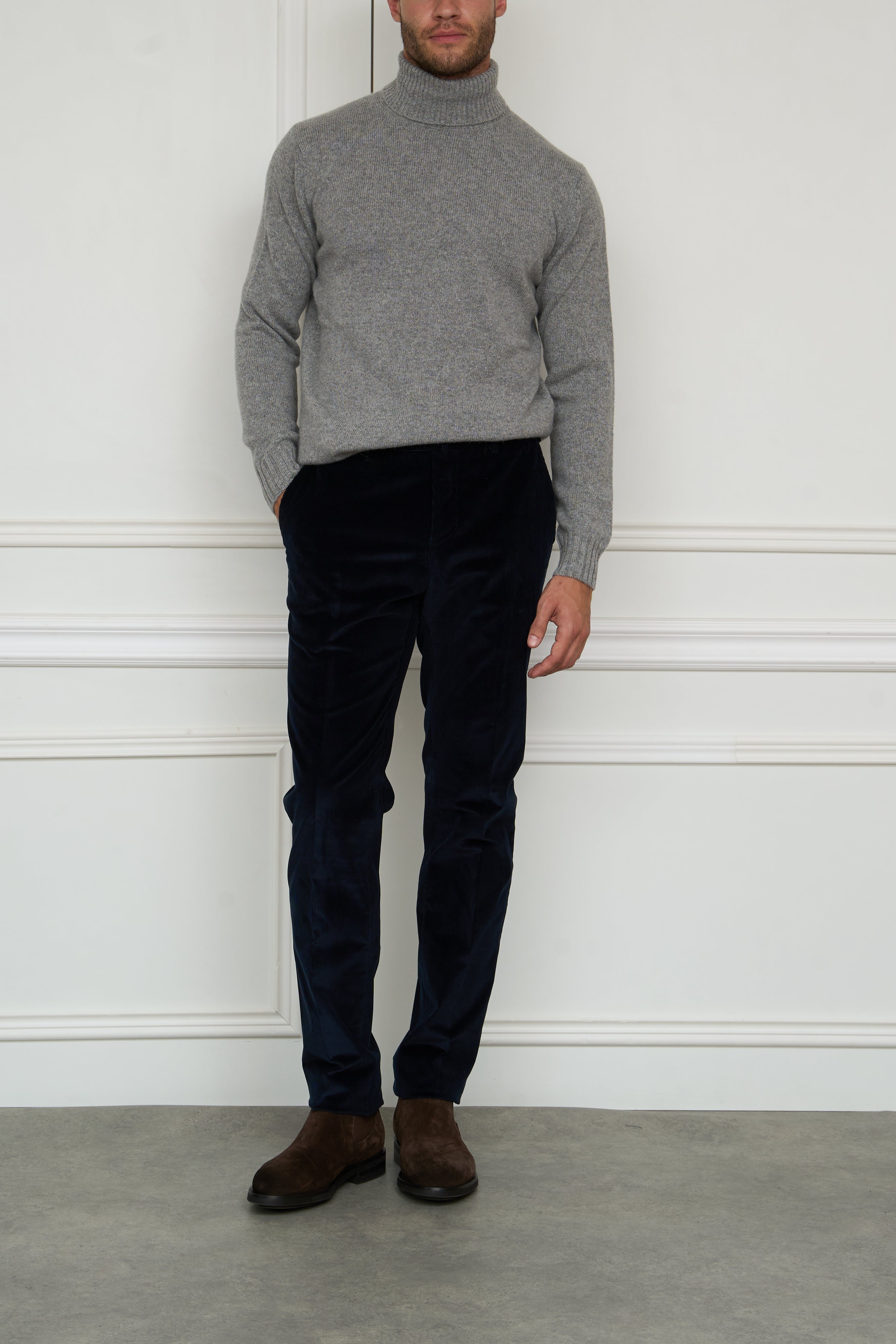 Corduroy trousers in navy