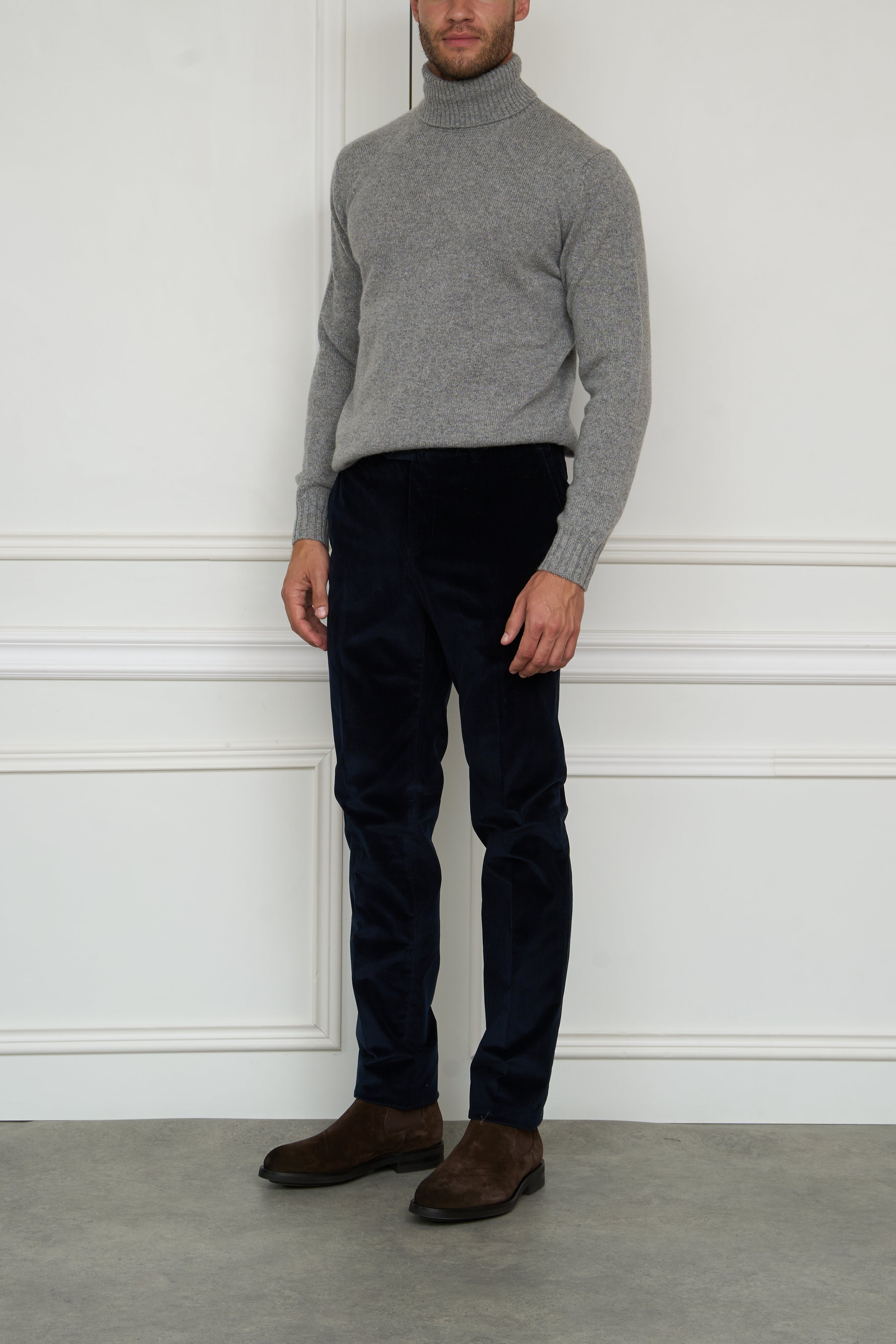 Corduroy trousers in navy
