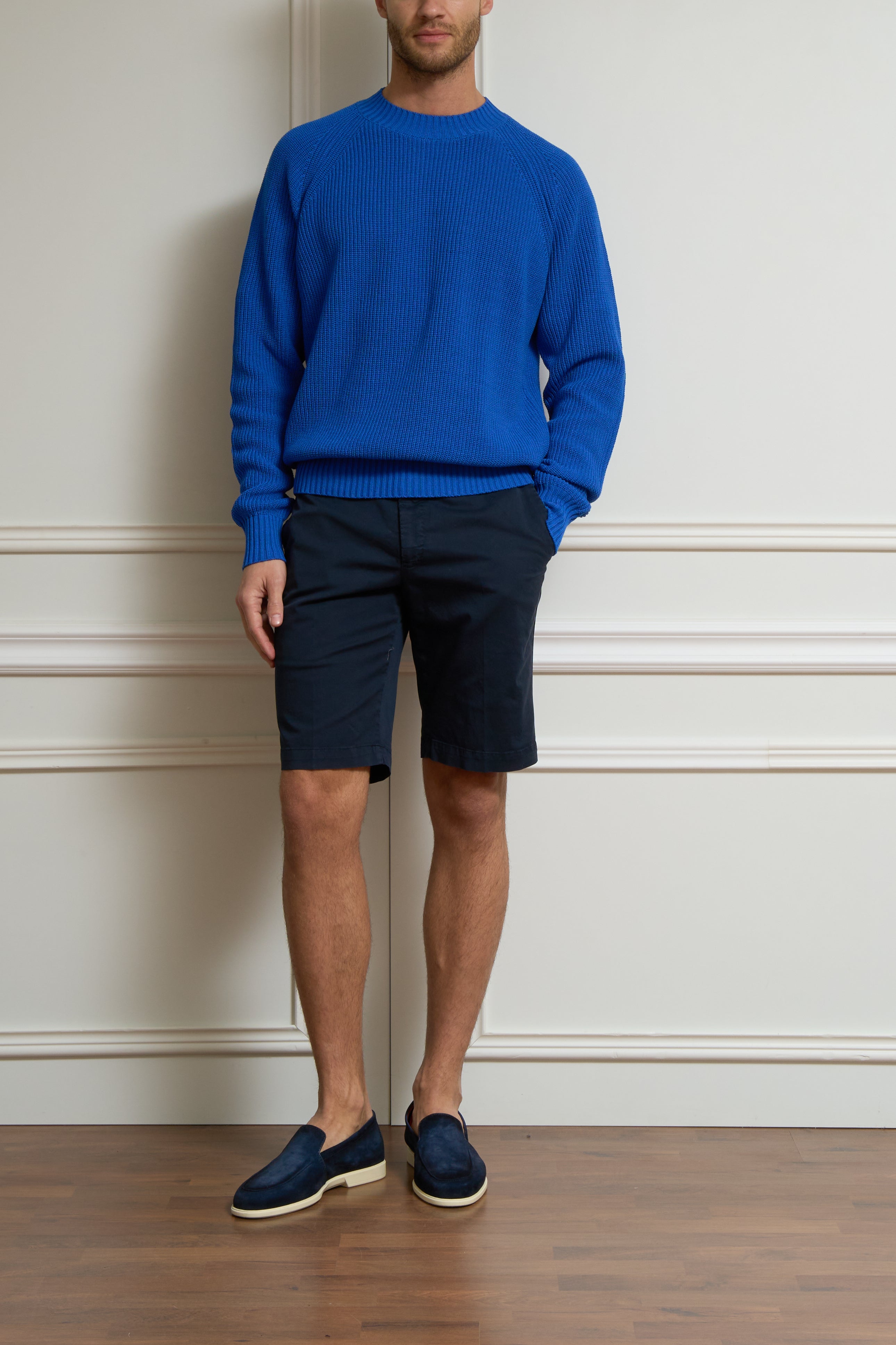 Shetland wool sweater in navy