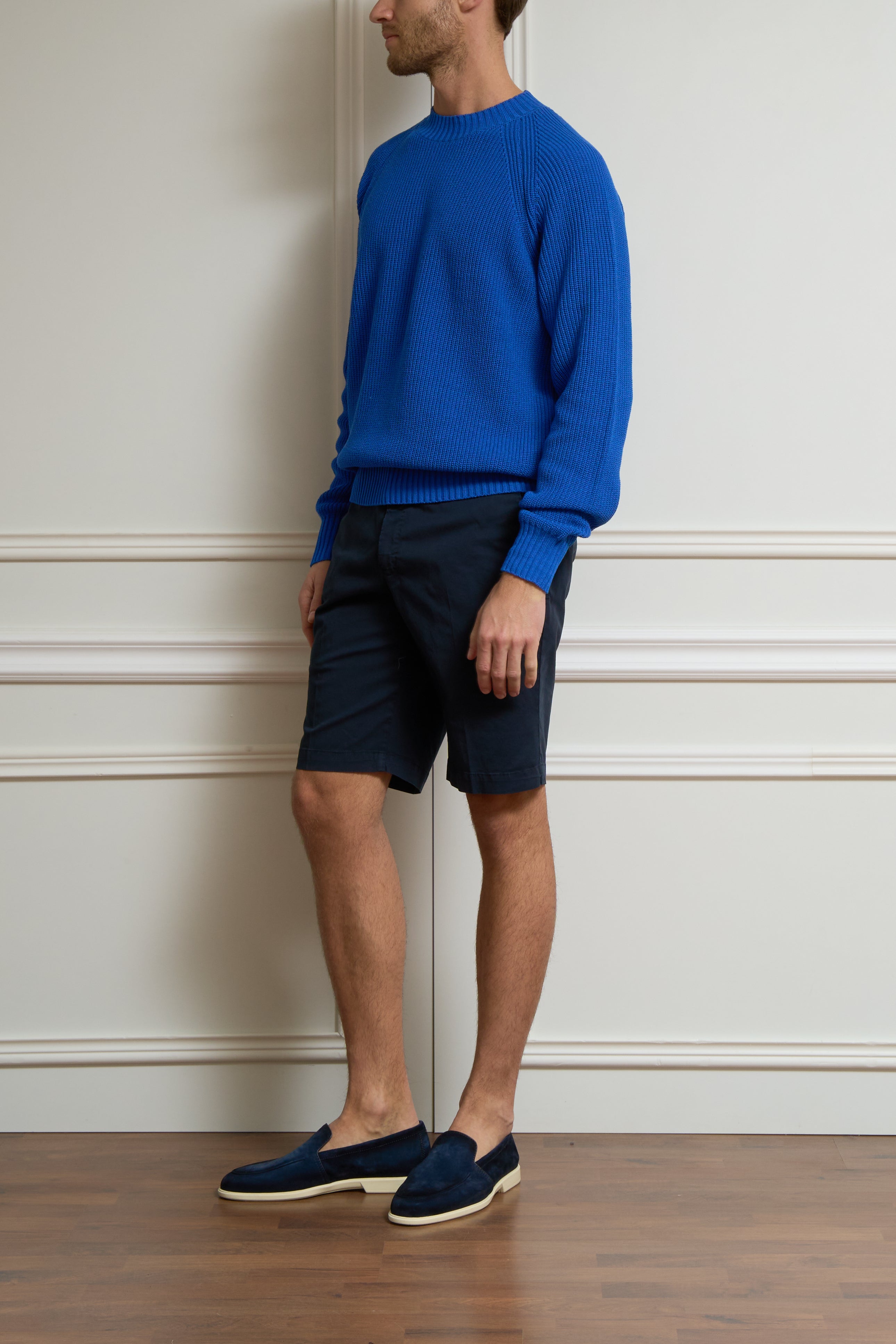 Shetland wool sweater in navy