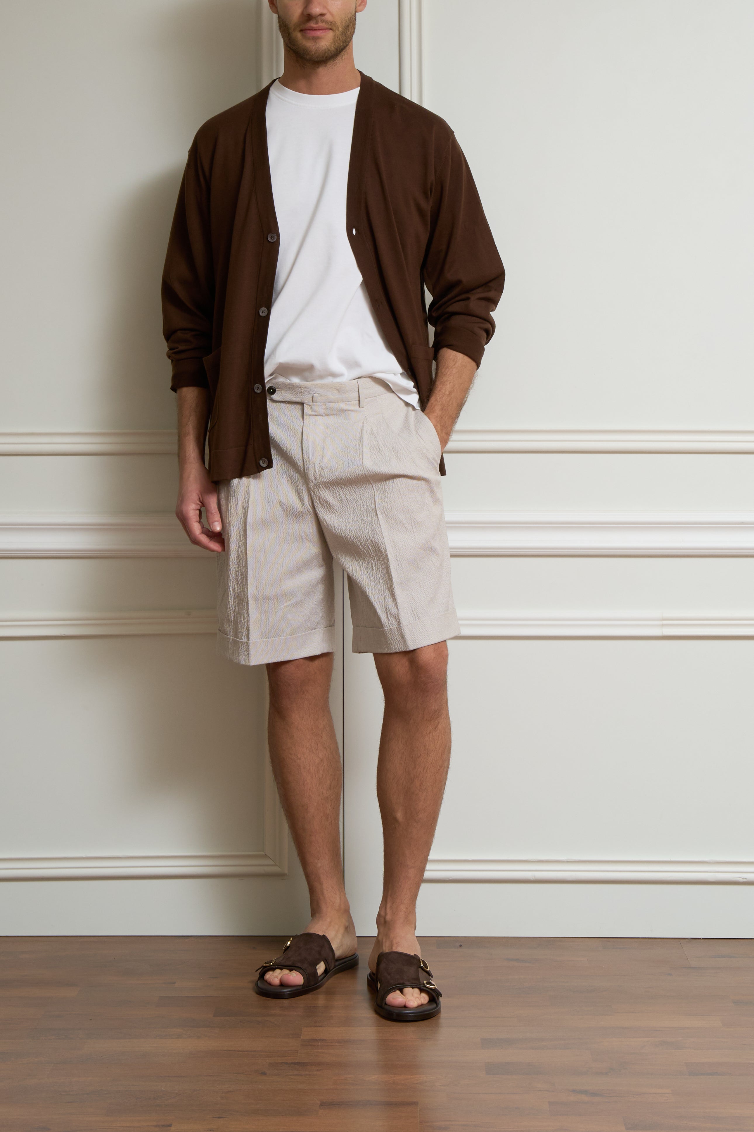 Seersucker Bermuda in creme