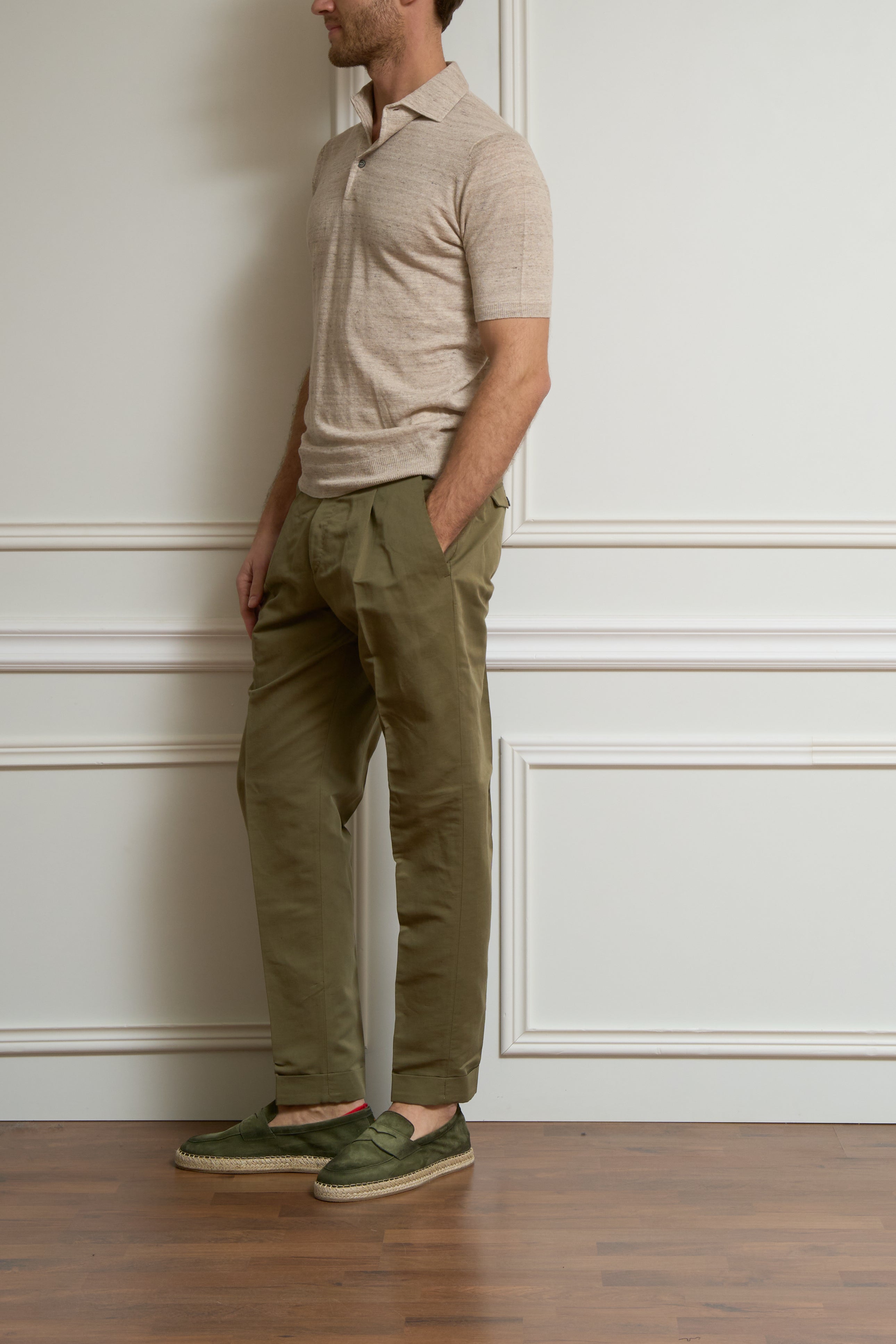 Leinen Polo in beige