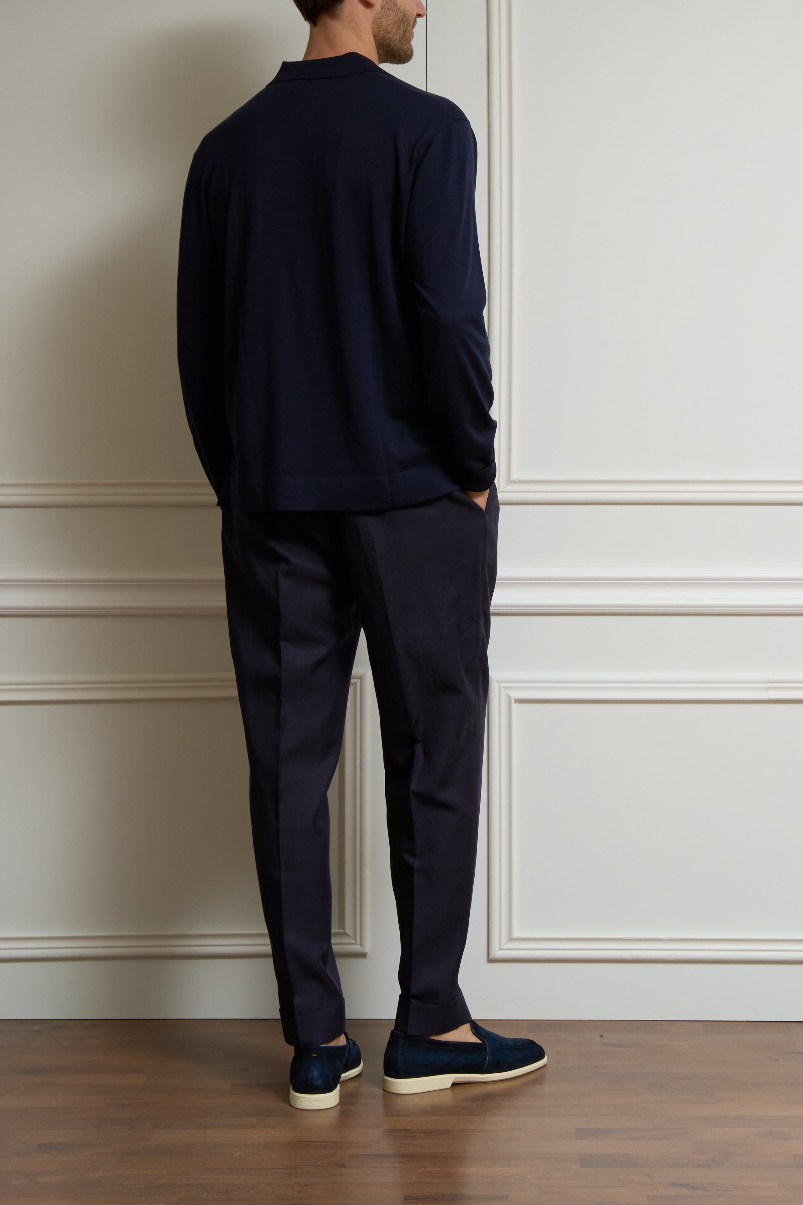 Langarm Polo in navy