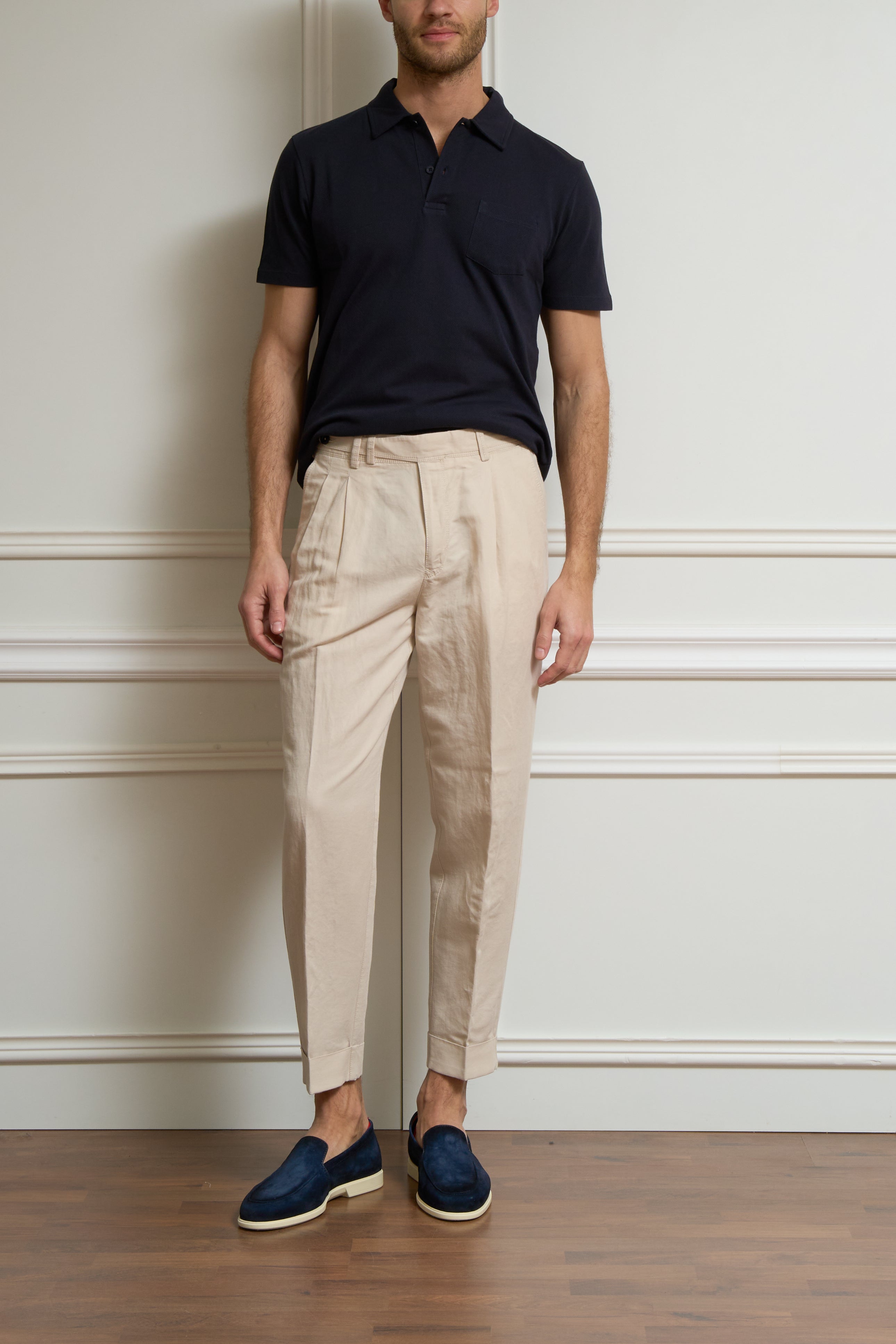 Bundfaltenhose in beige