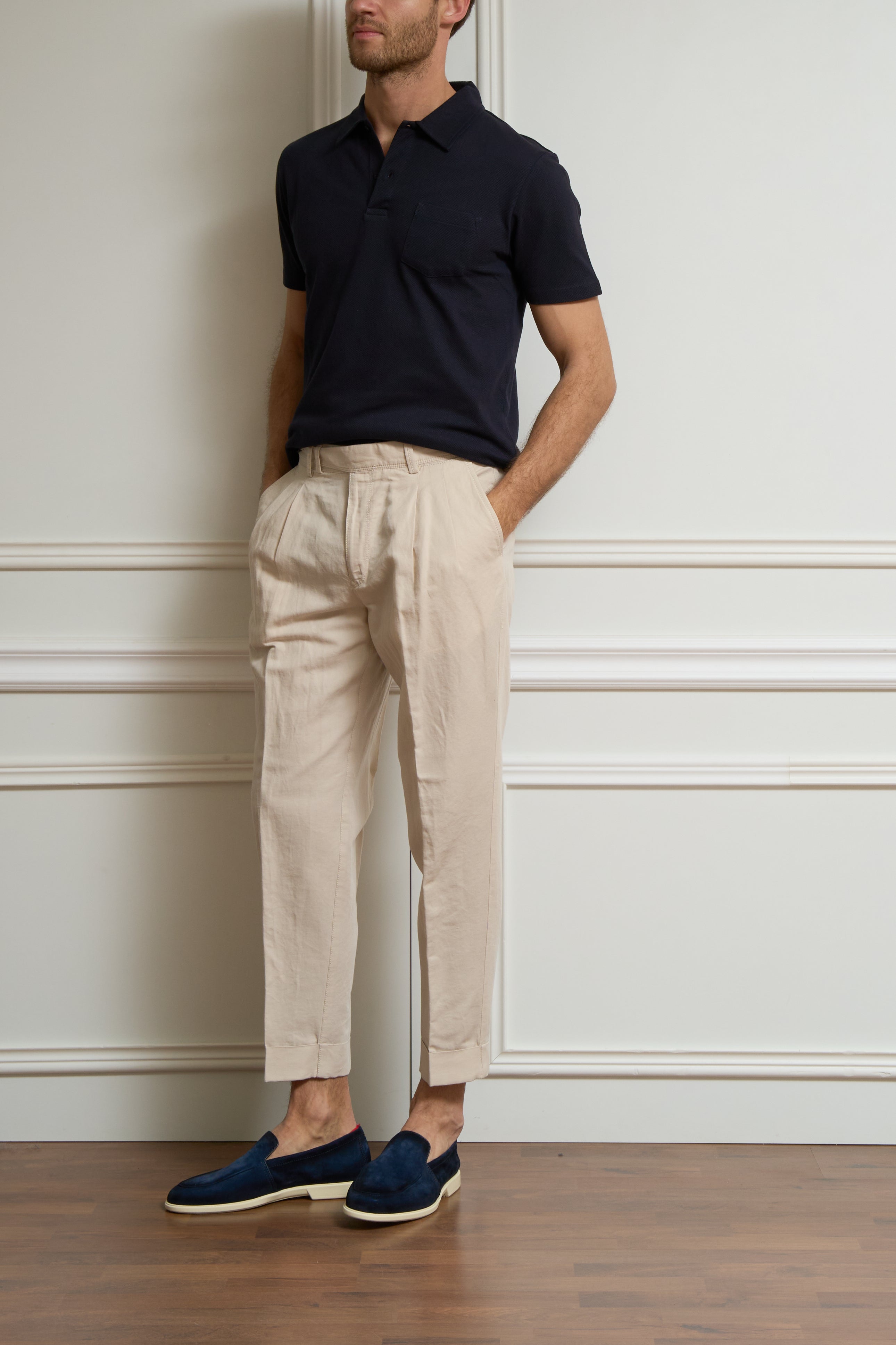 Bundfaltenhose in beige