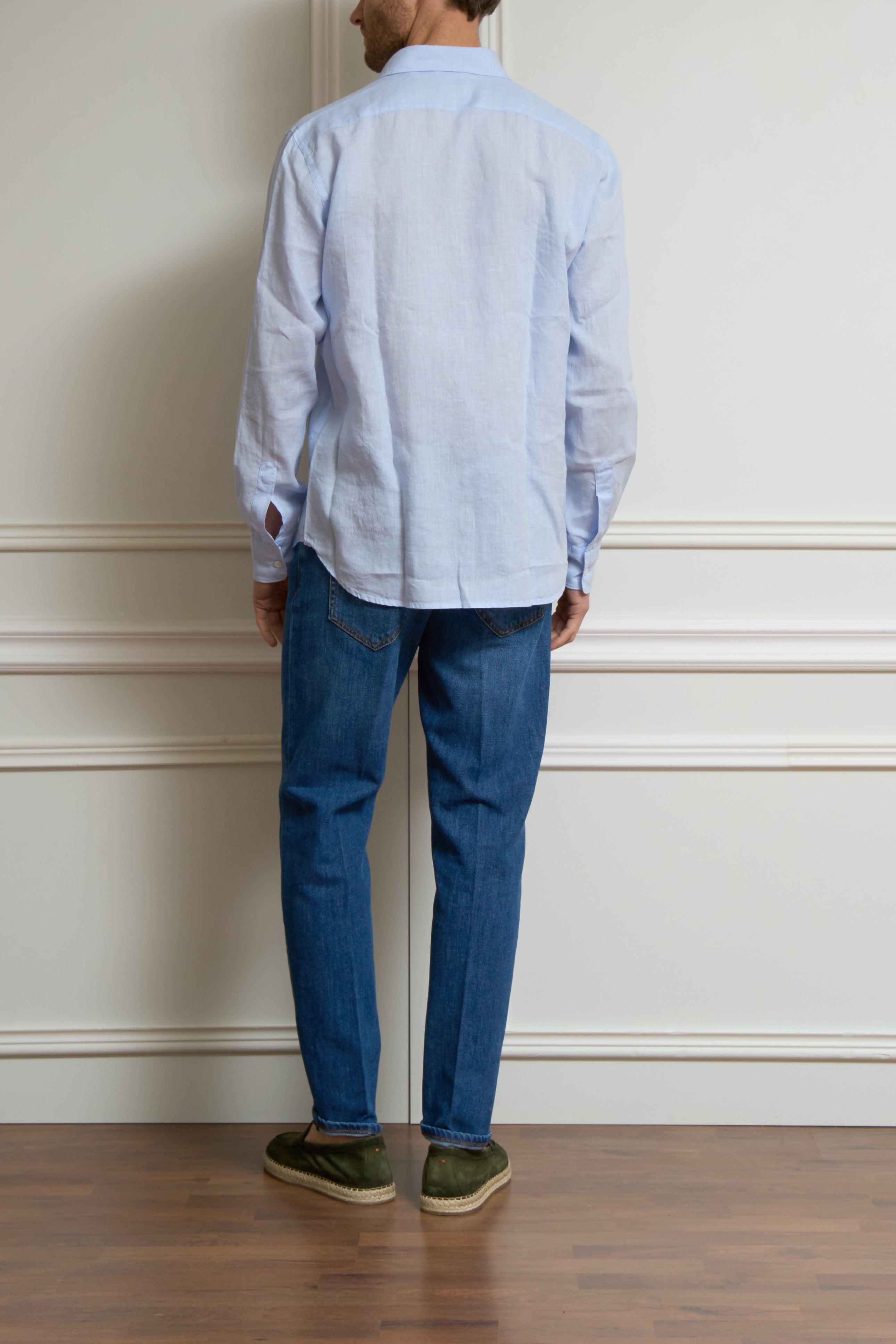 Leinenhemd in mit Brusttasche hellblau