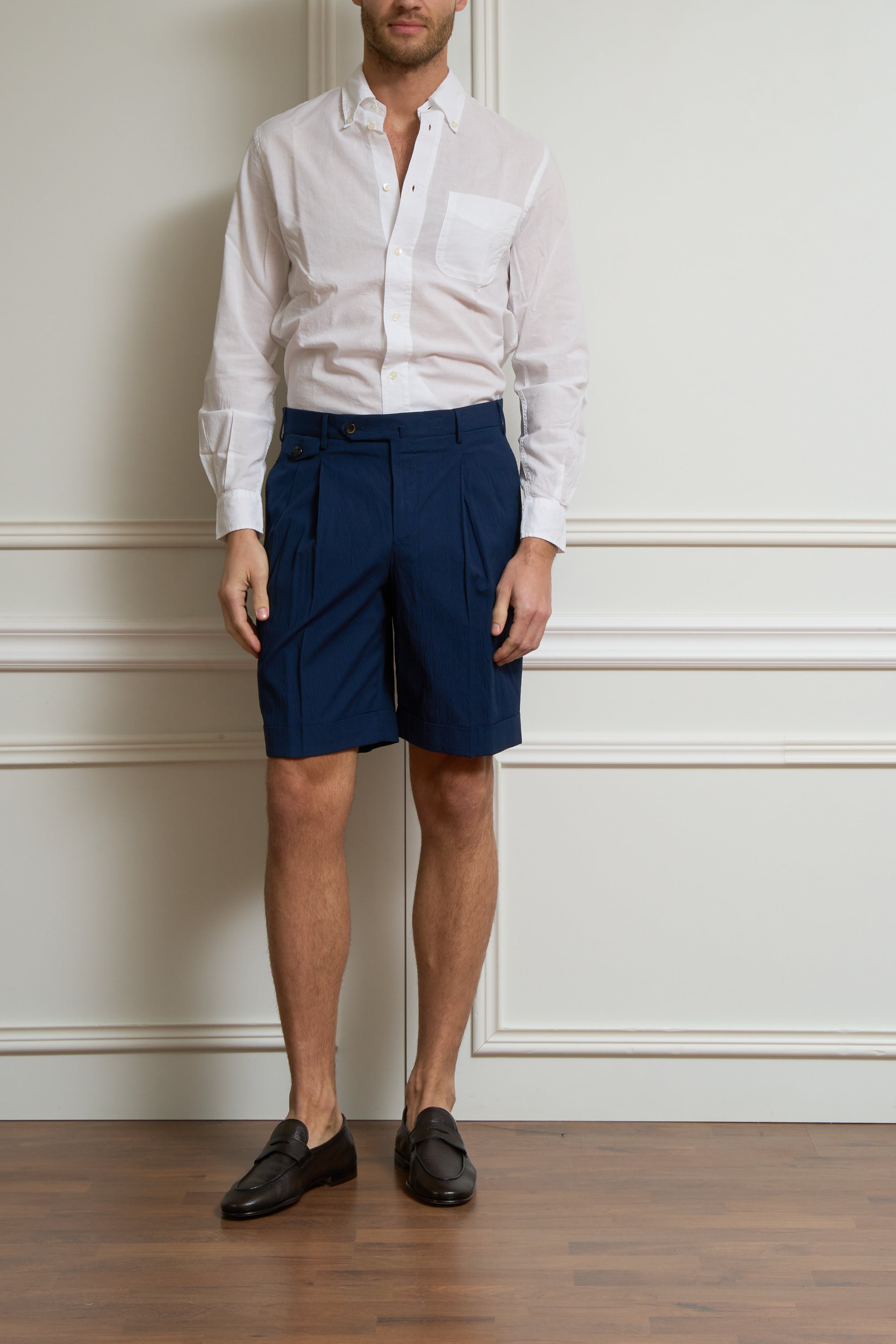 Seersucker Bermuda in navy