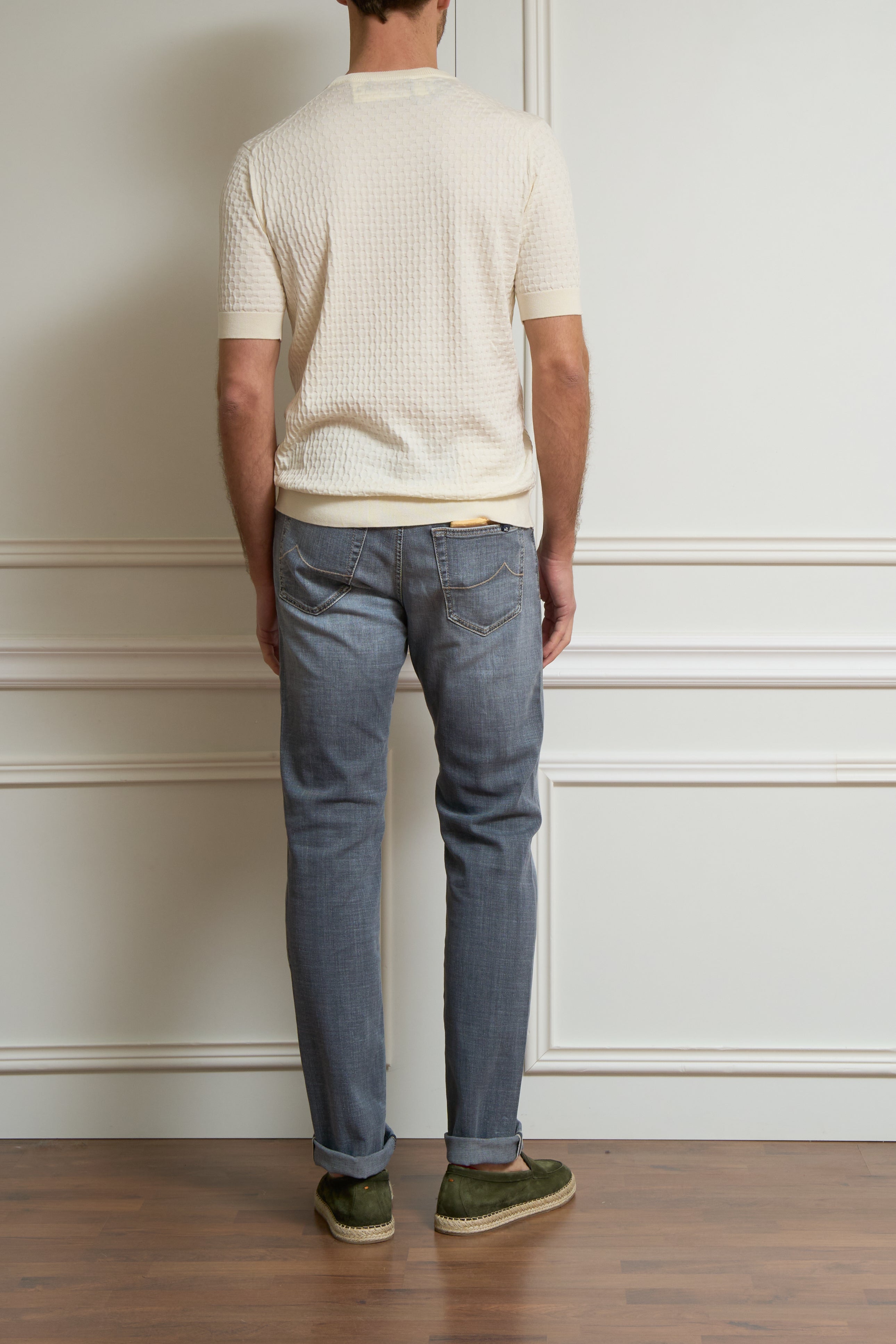 T-Shirt mit Struktur in creme