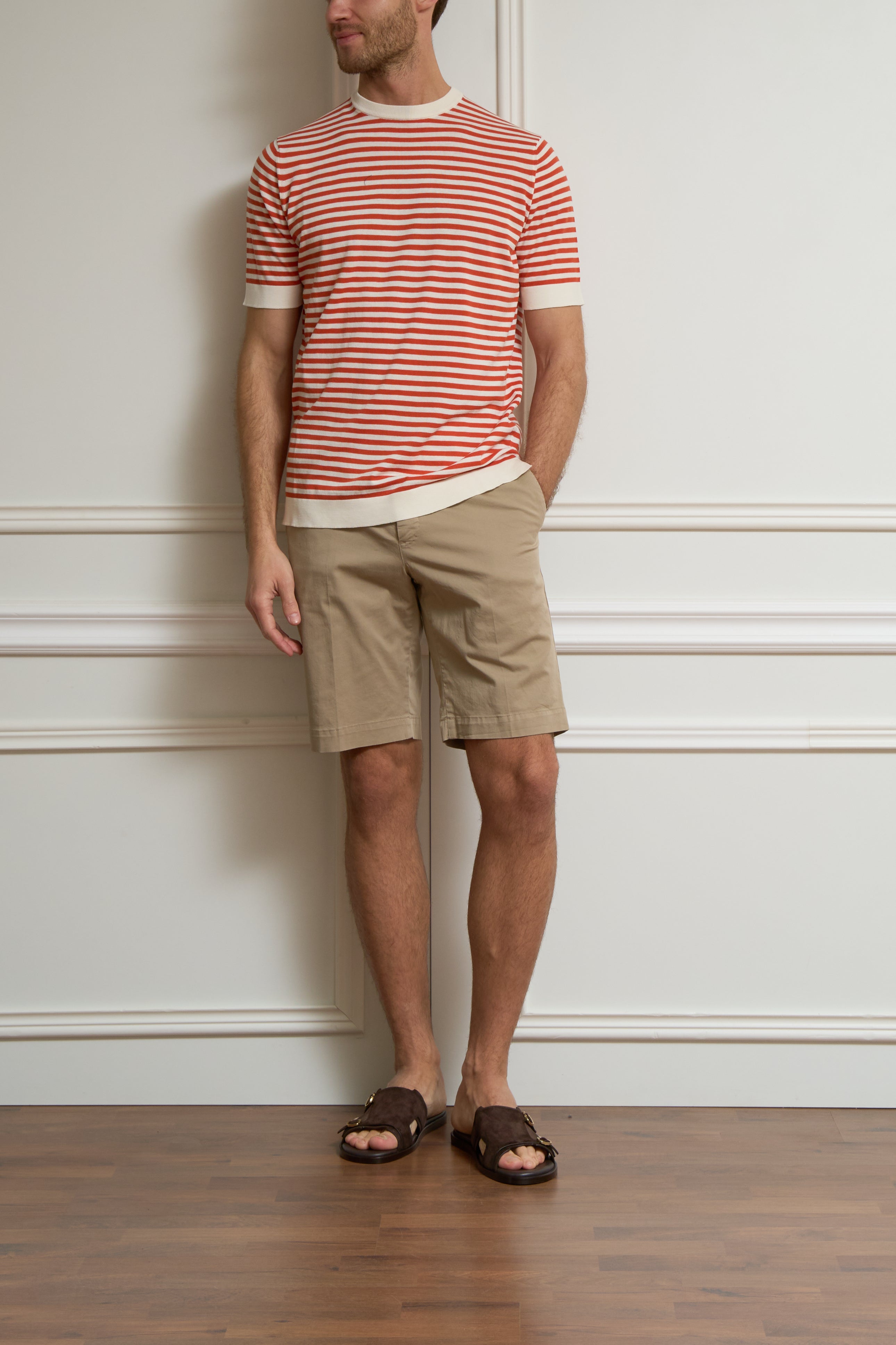 Gestreiftes T-Shirt in orange