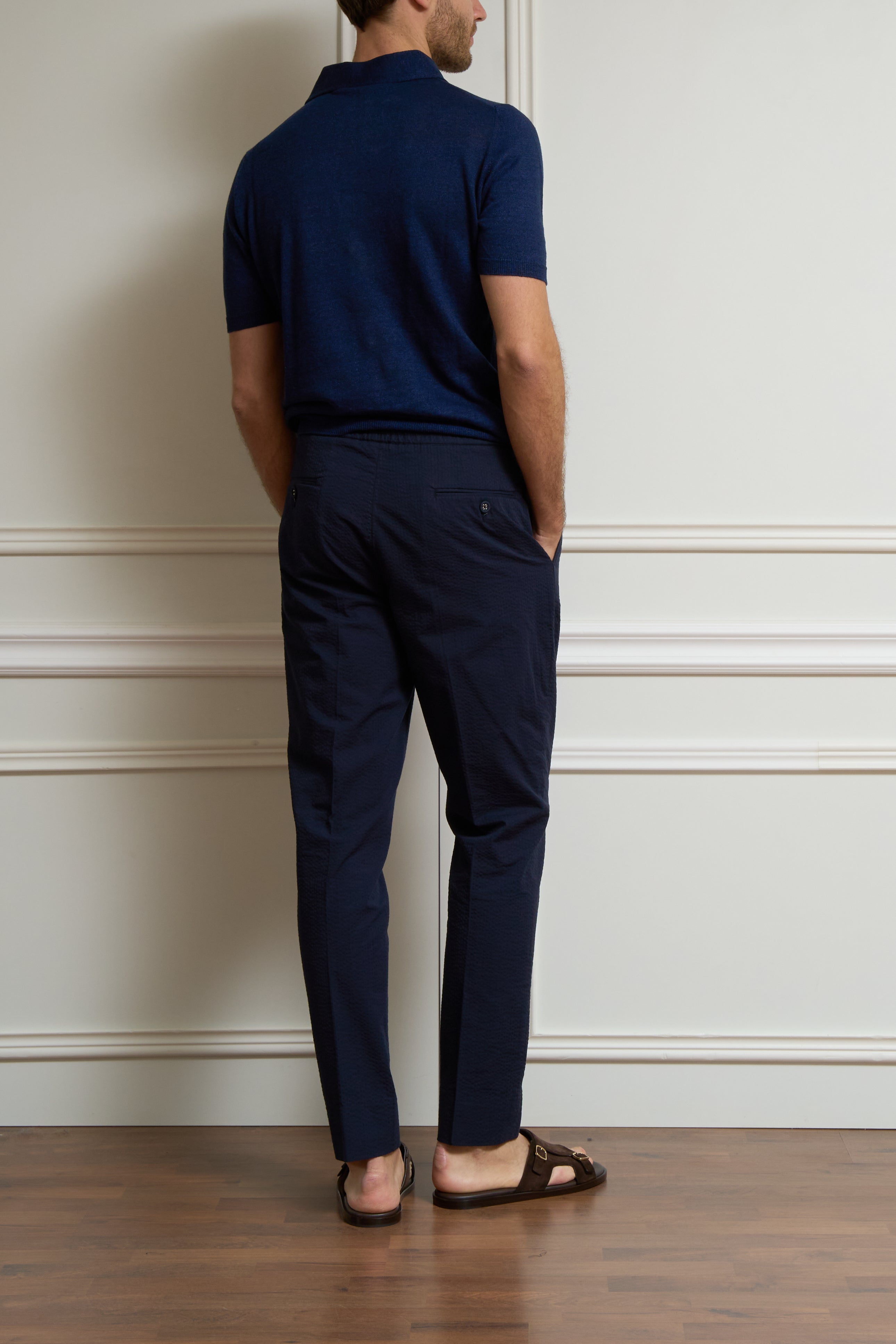 Seersucker Hose in navy