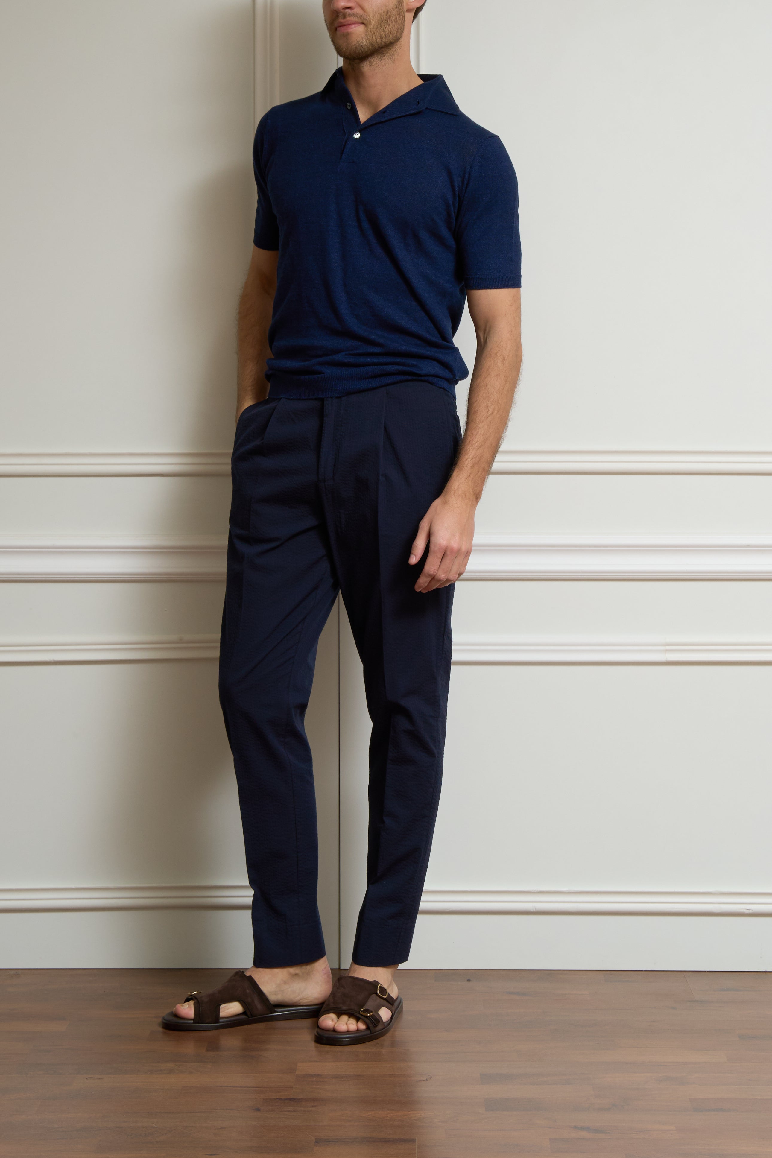 Seersucker Hose in navy