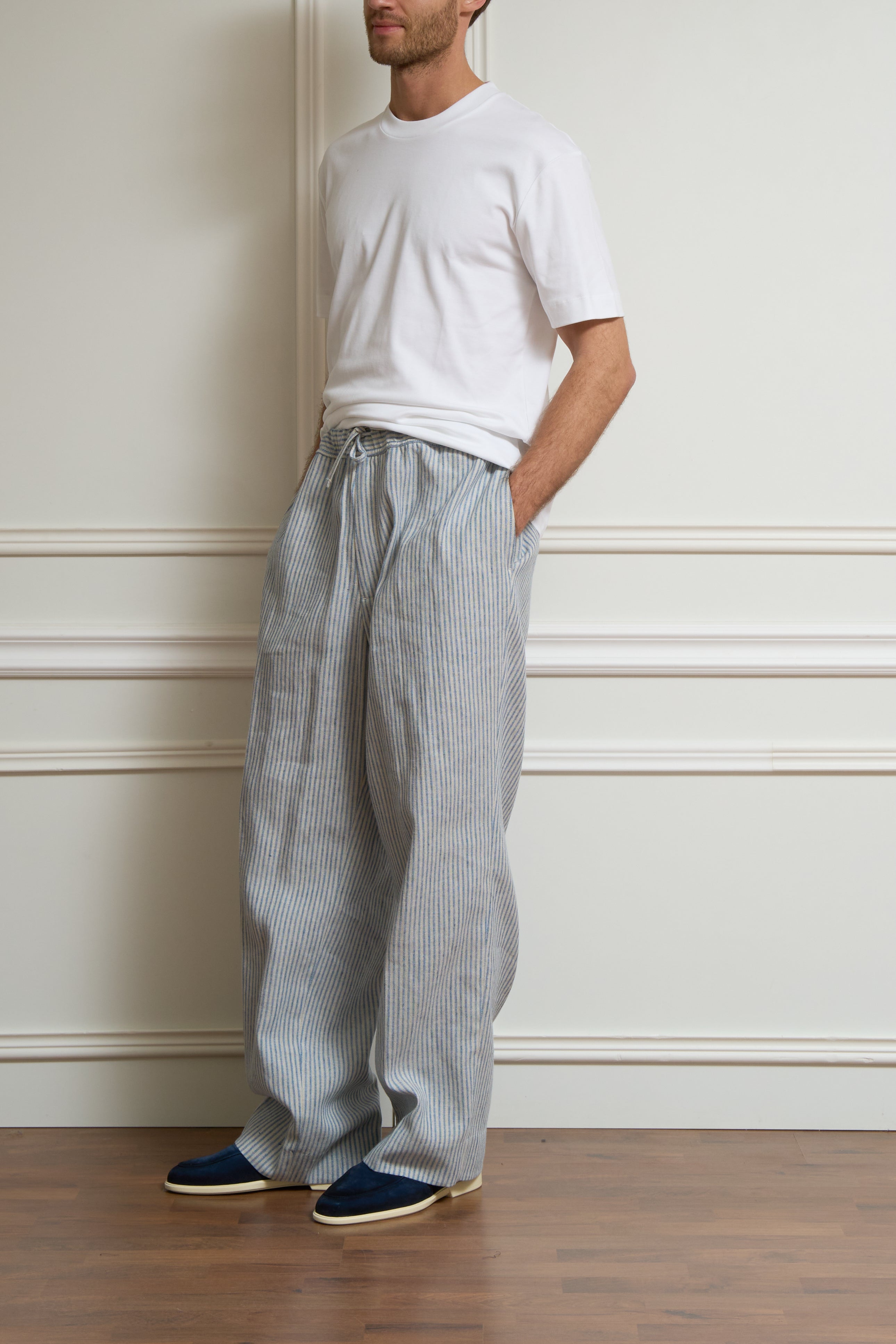 Gestreifte Hose aus Leinen