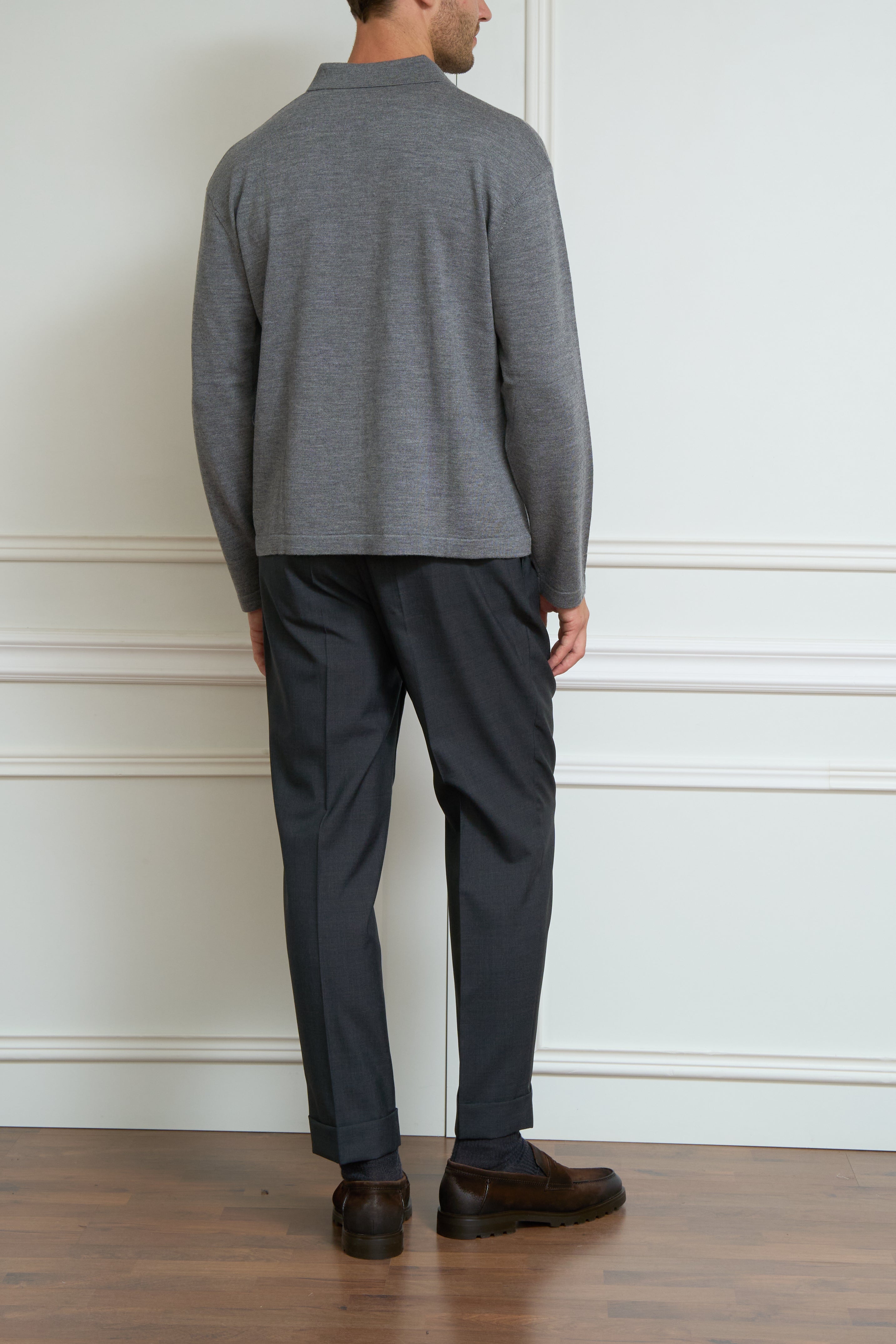 Long-sleeve Polo in grey