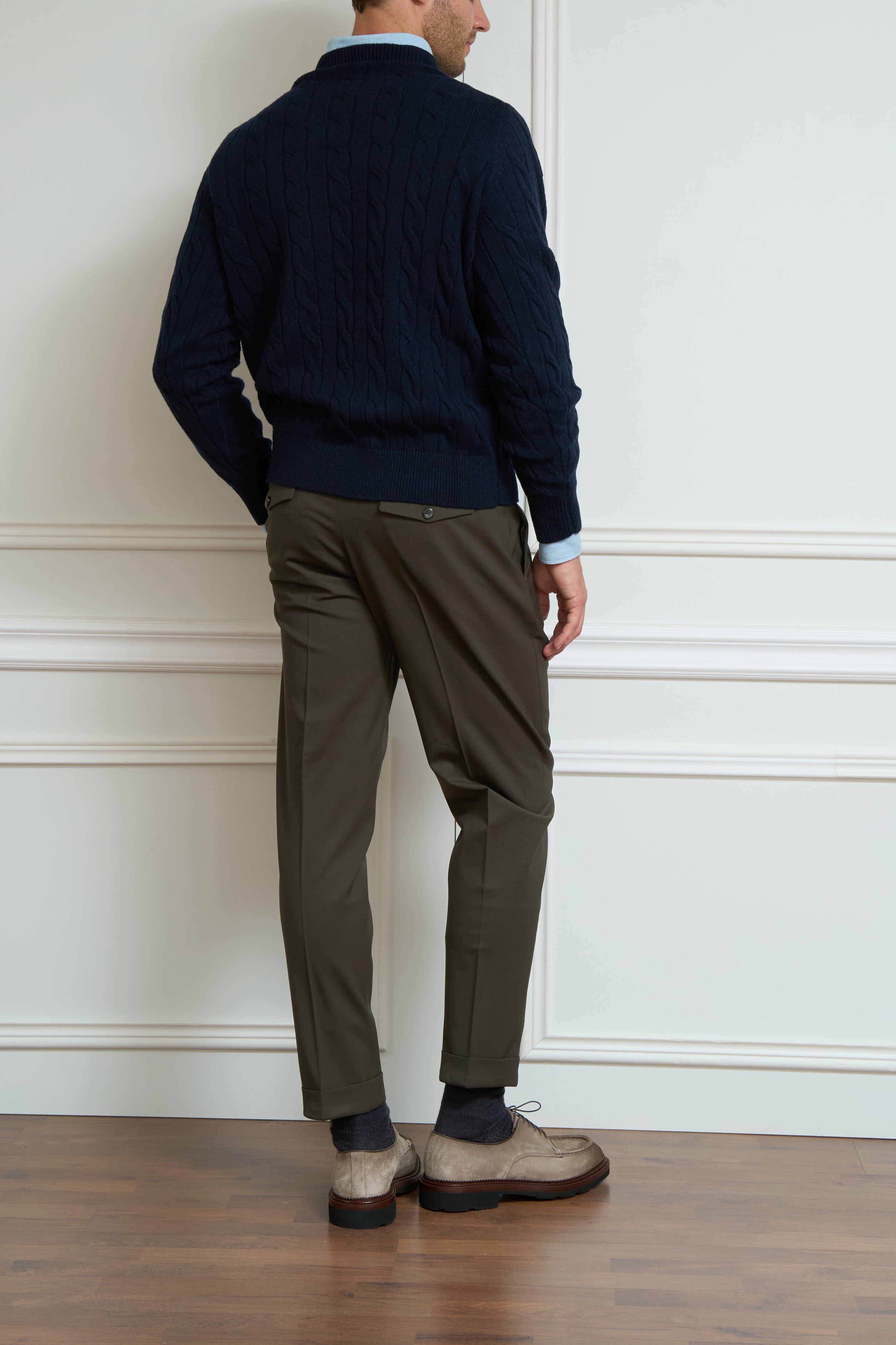 Cable knit sweater in navy