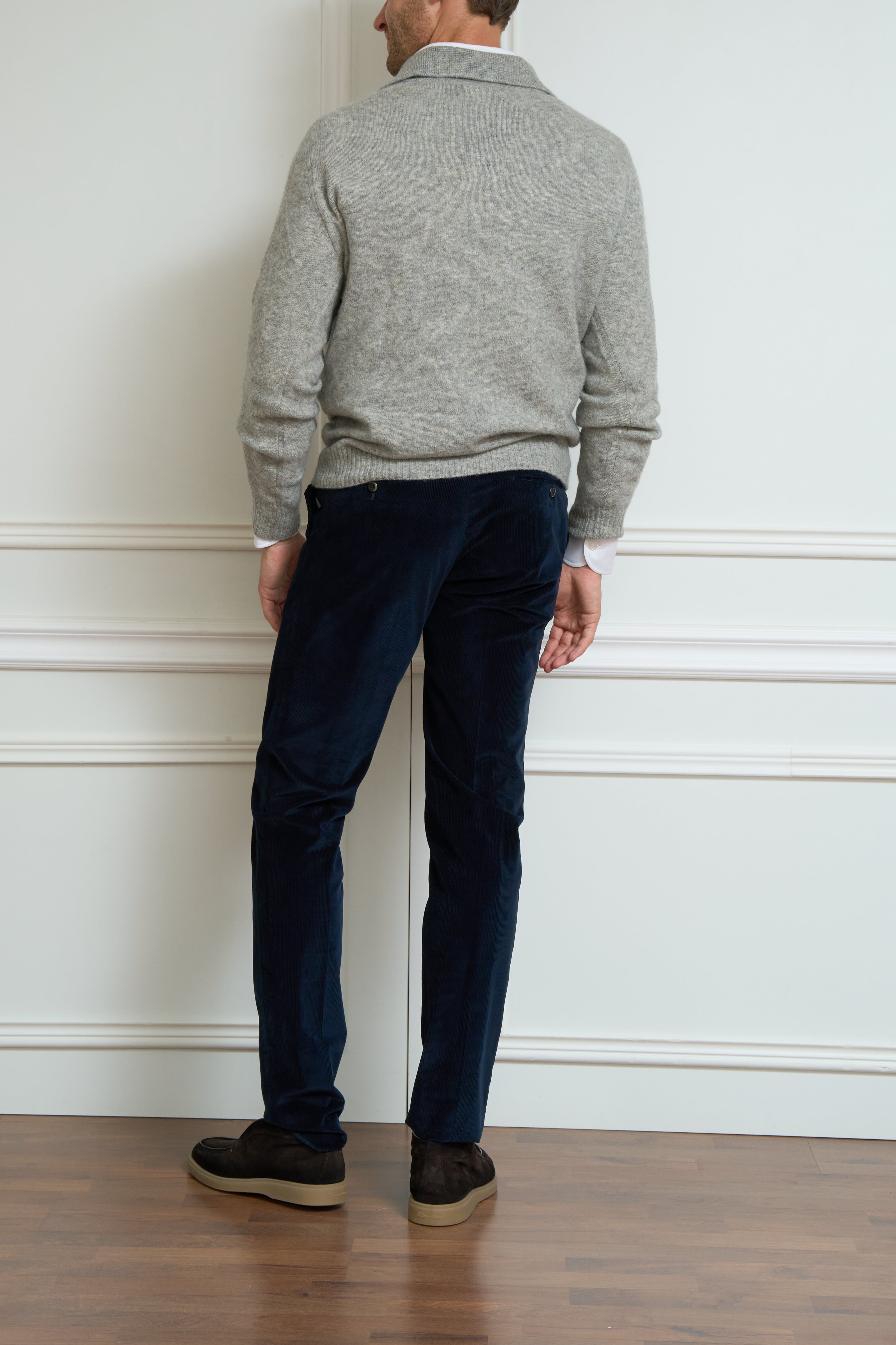 Long-sleeve polo in grey