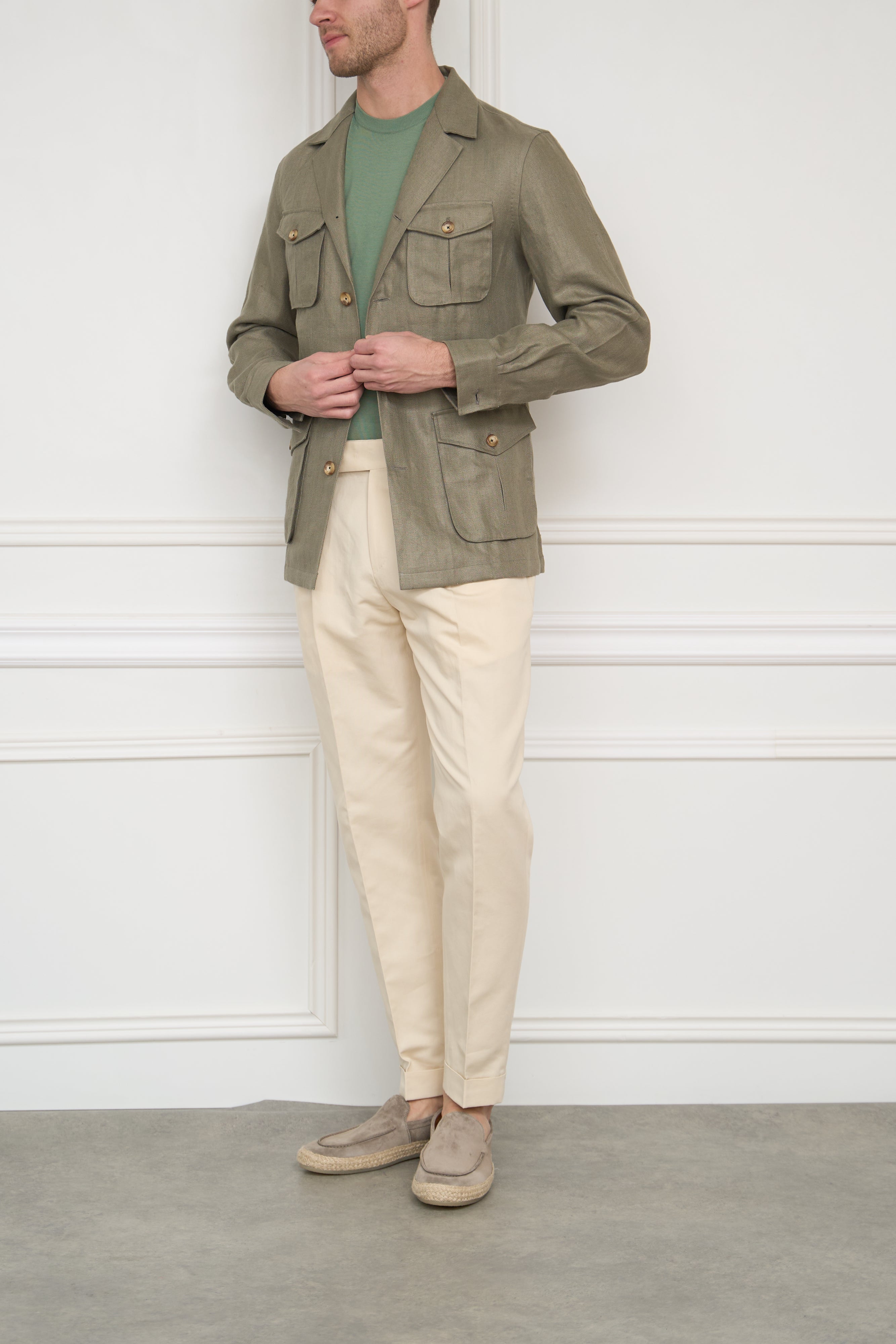 Leinen-Overjacket in salbei