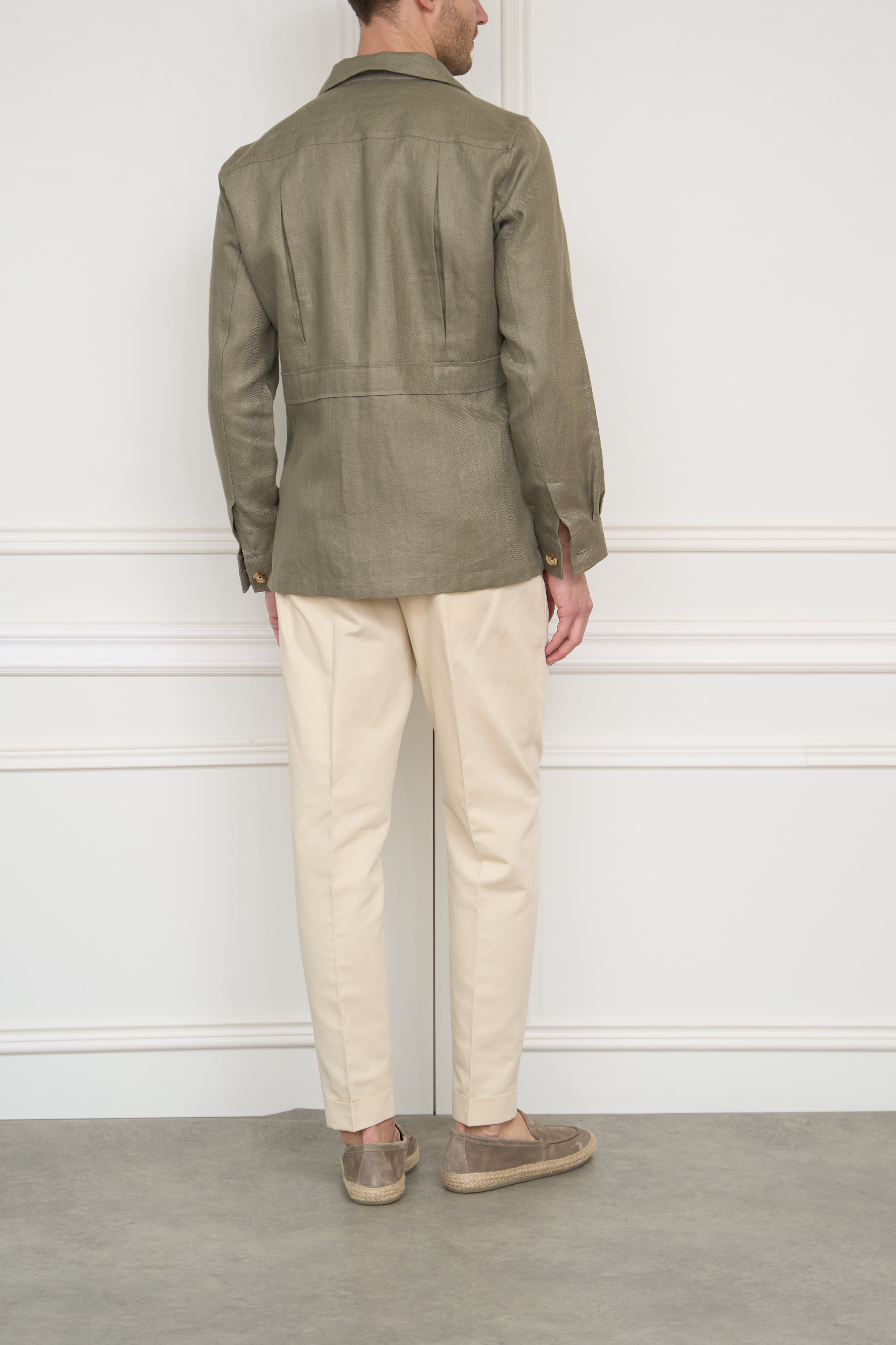 Leinen-Overjacket in salbei