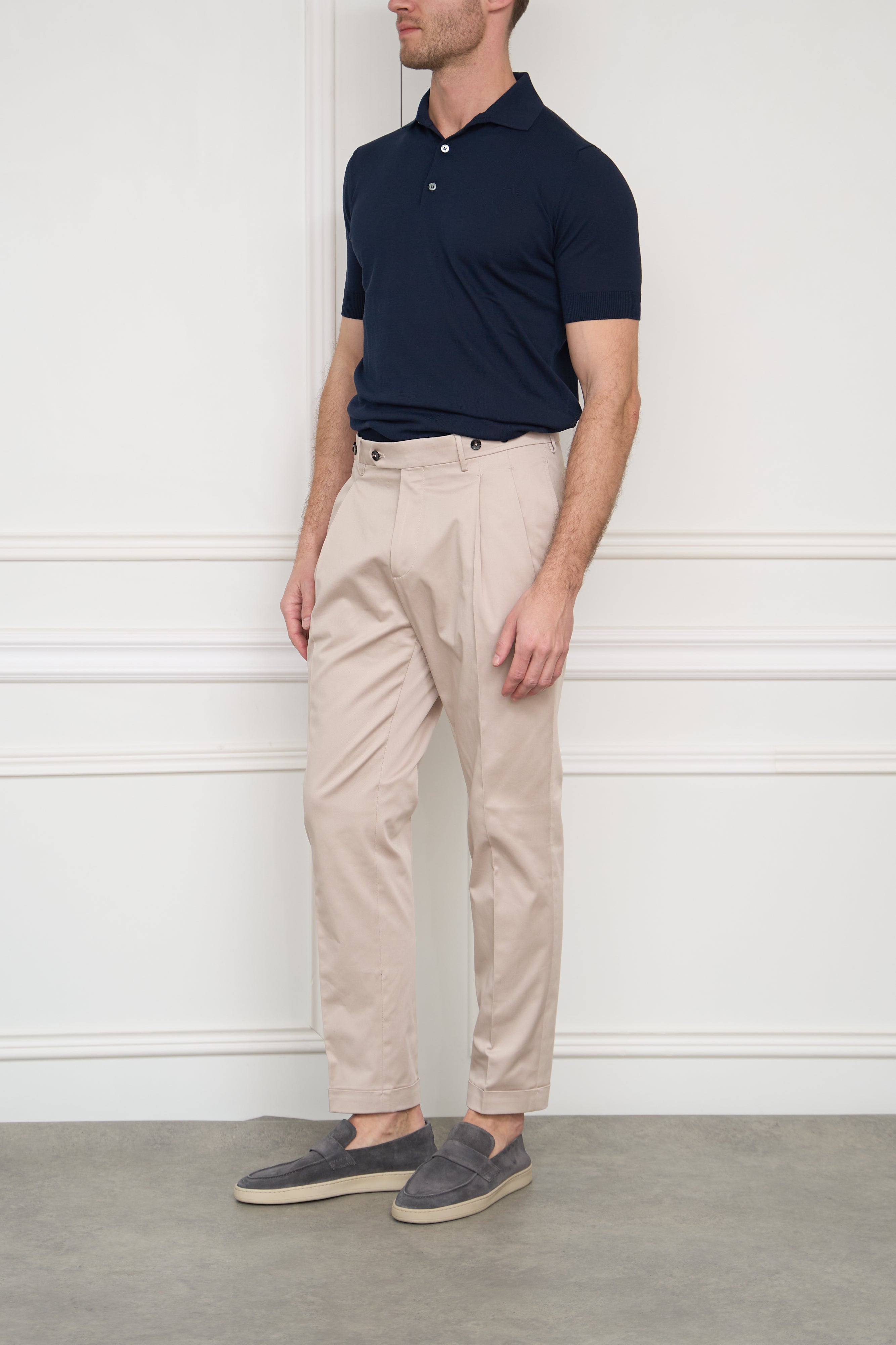 Cotton trousers in beige