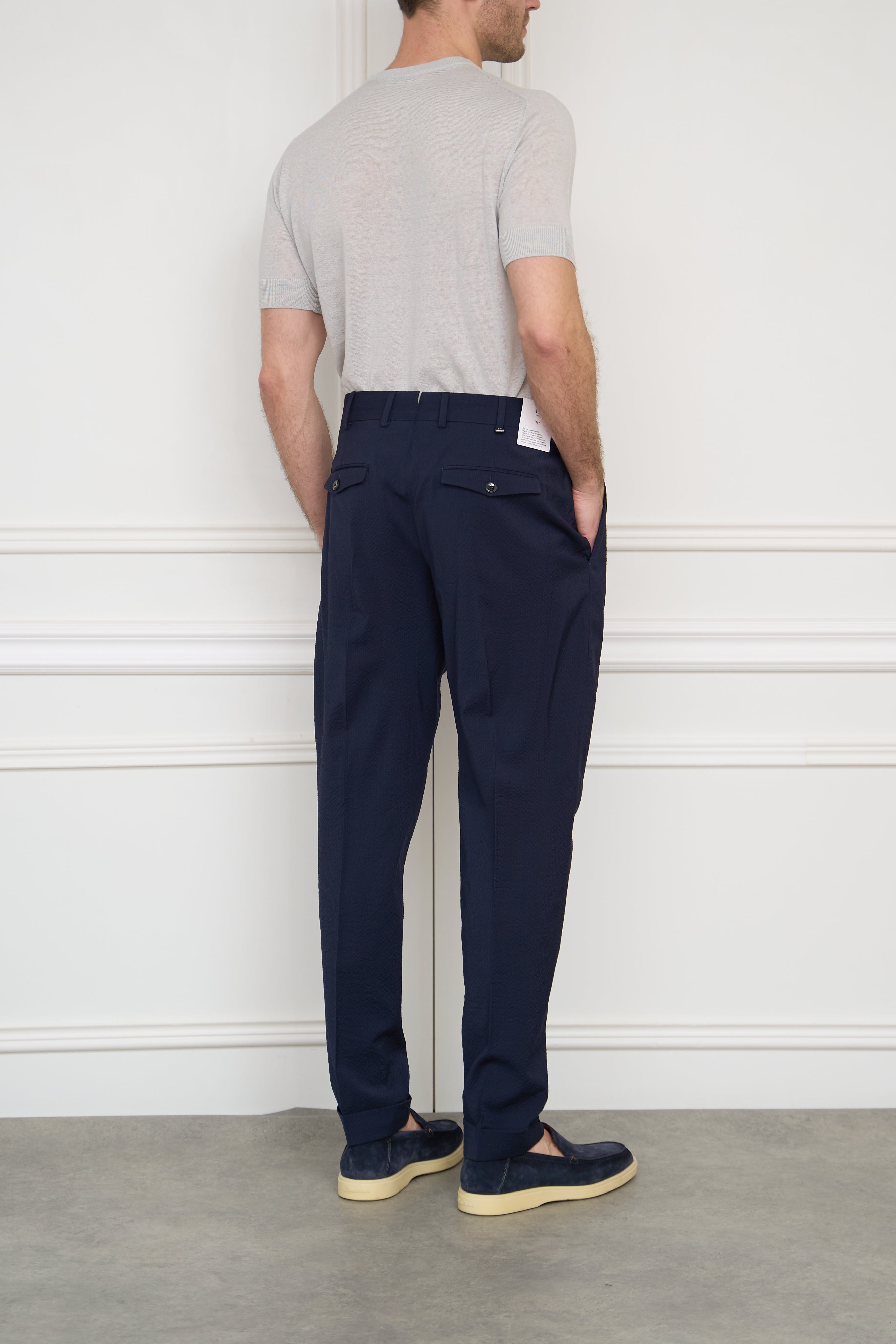 Seersucker pants in navy