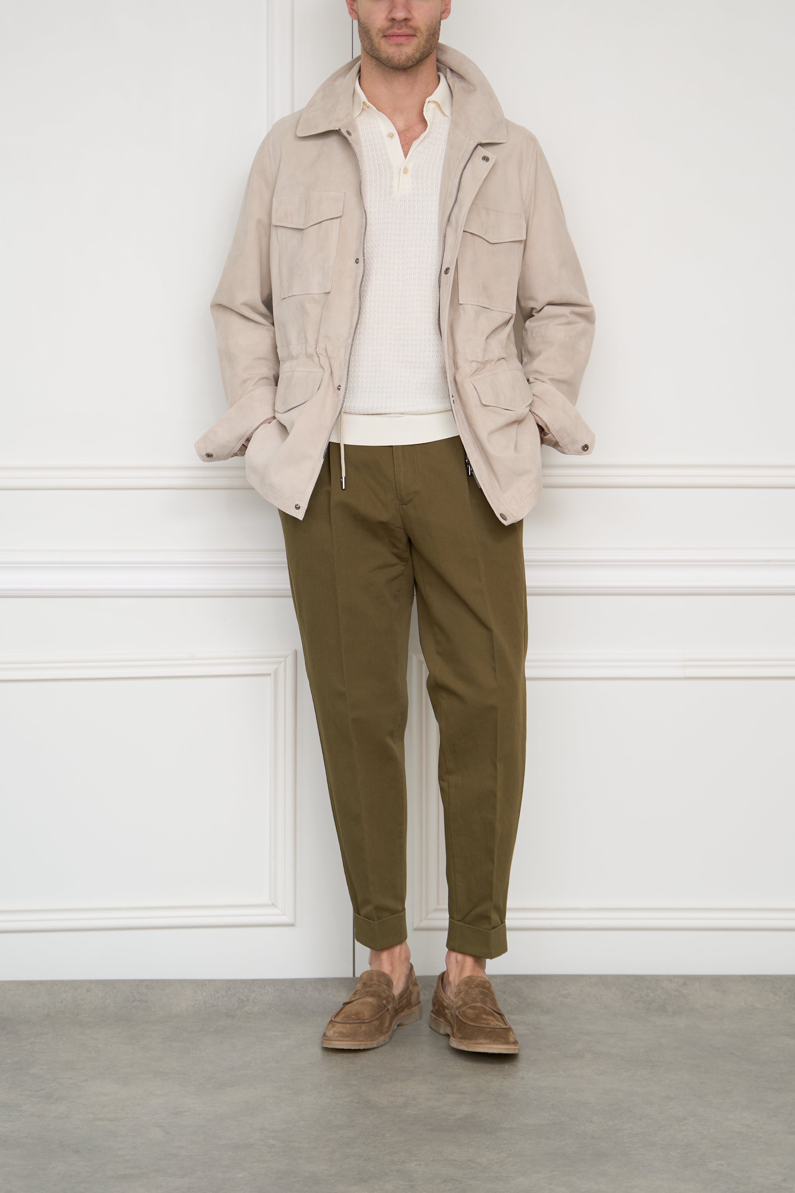Leather overjacket in beige