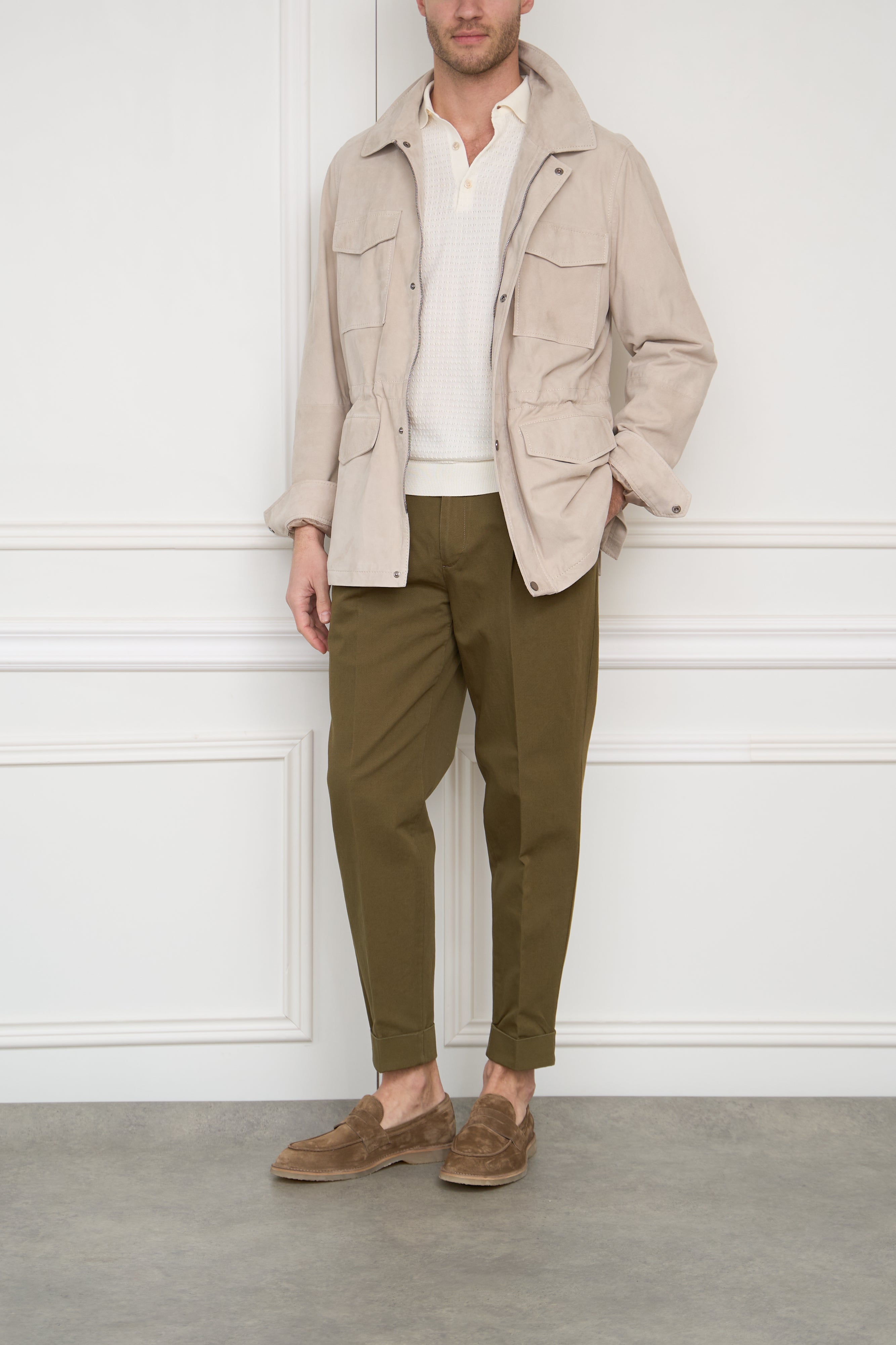Leather overjacket in beige