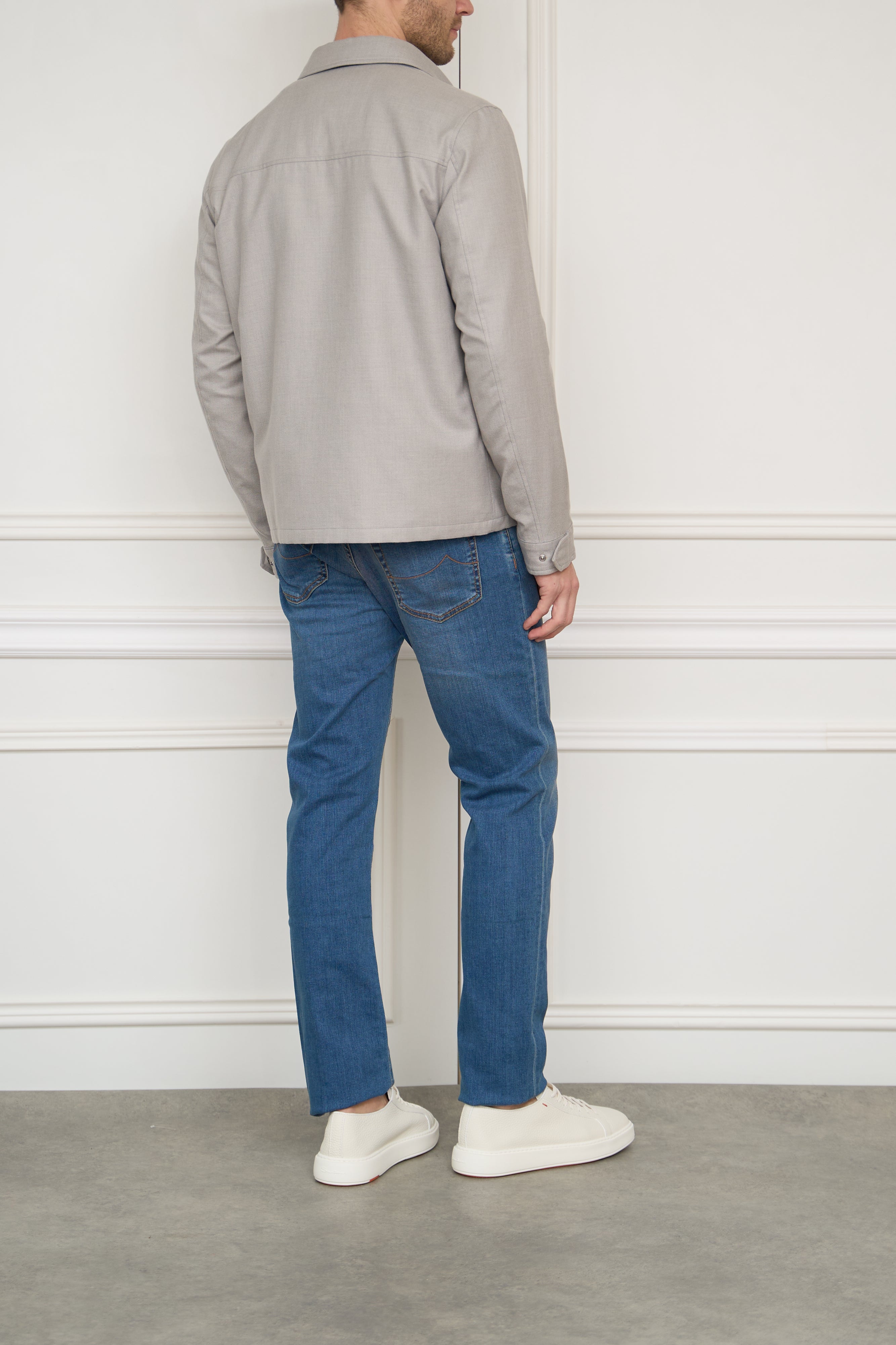 Cotton-cashmere jacket in stone
