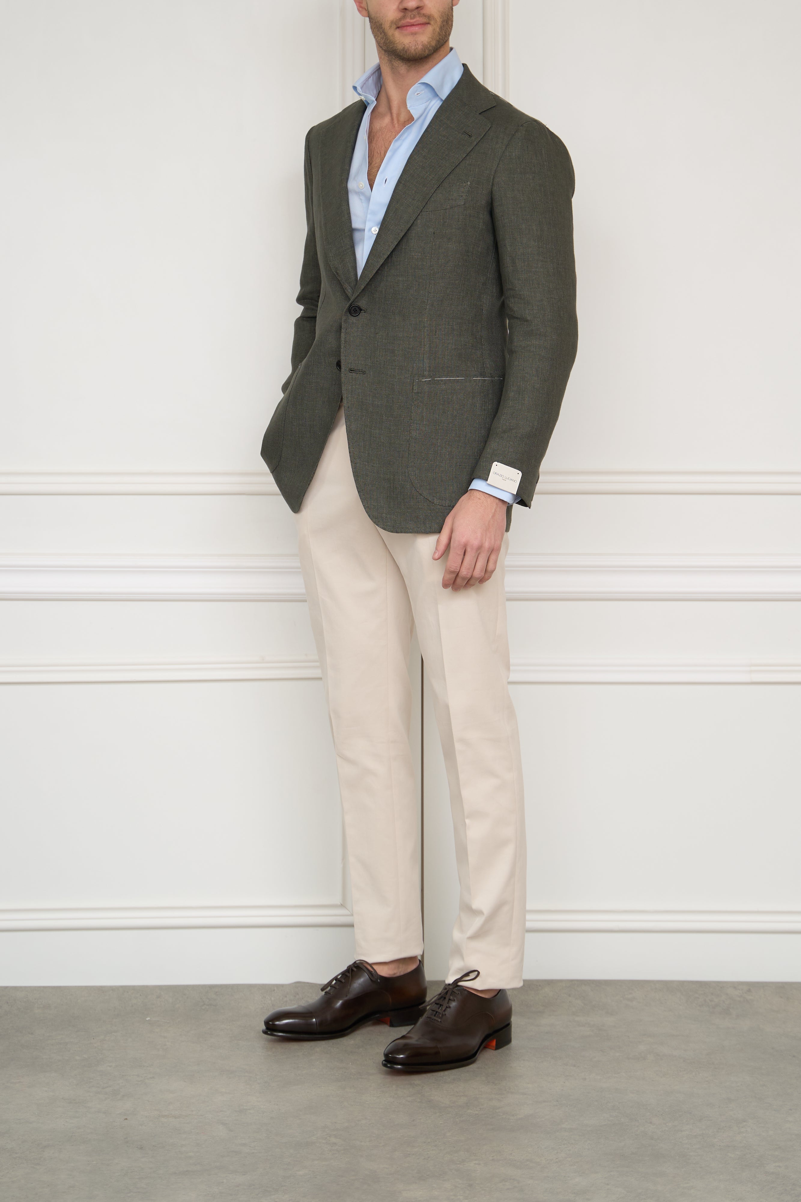 Leinensakko in olive