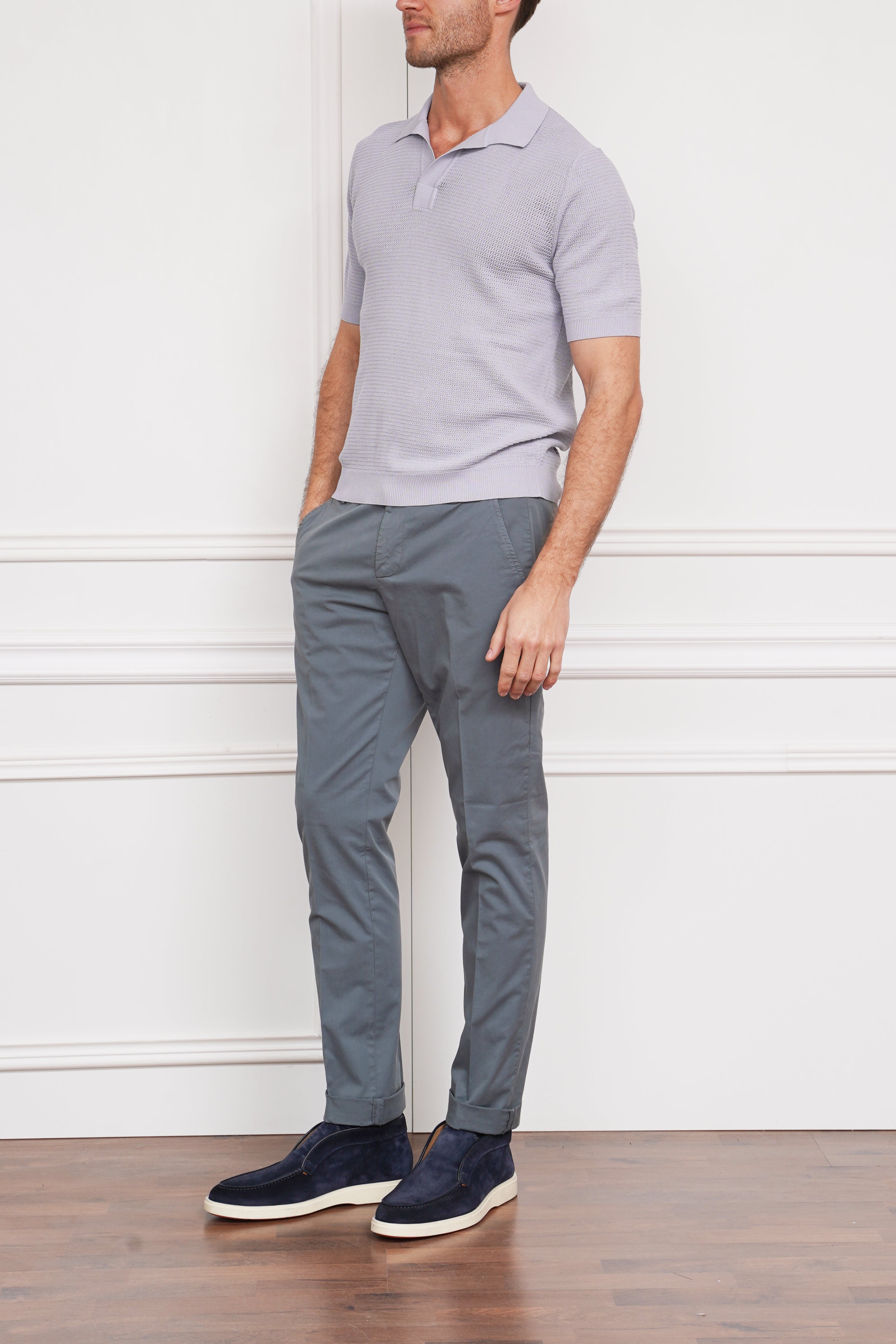 Gestricktes Poloshirt in flieder