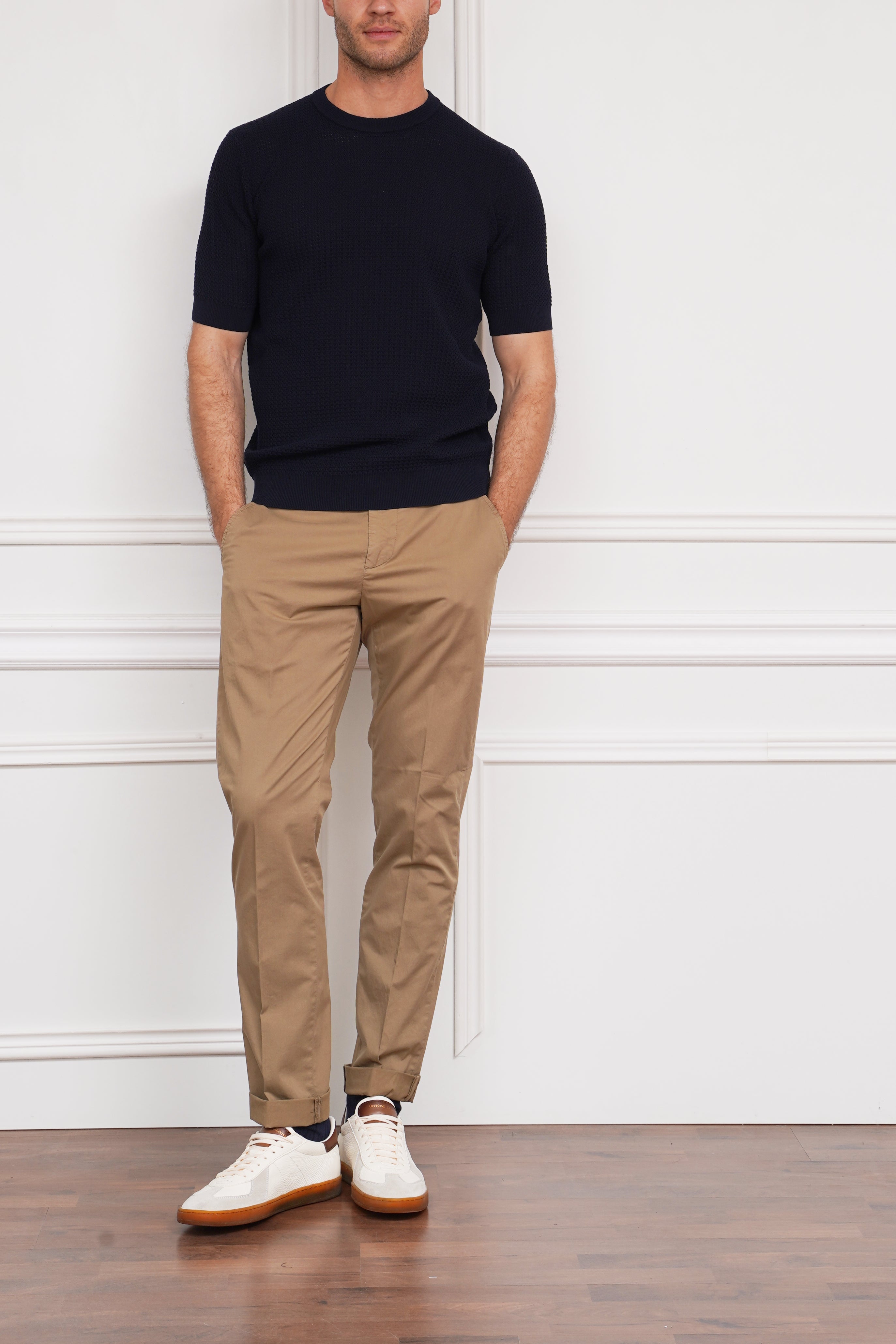 Gestricktes T-Shirt in marine