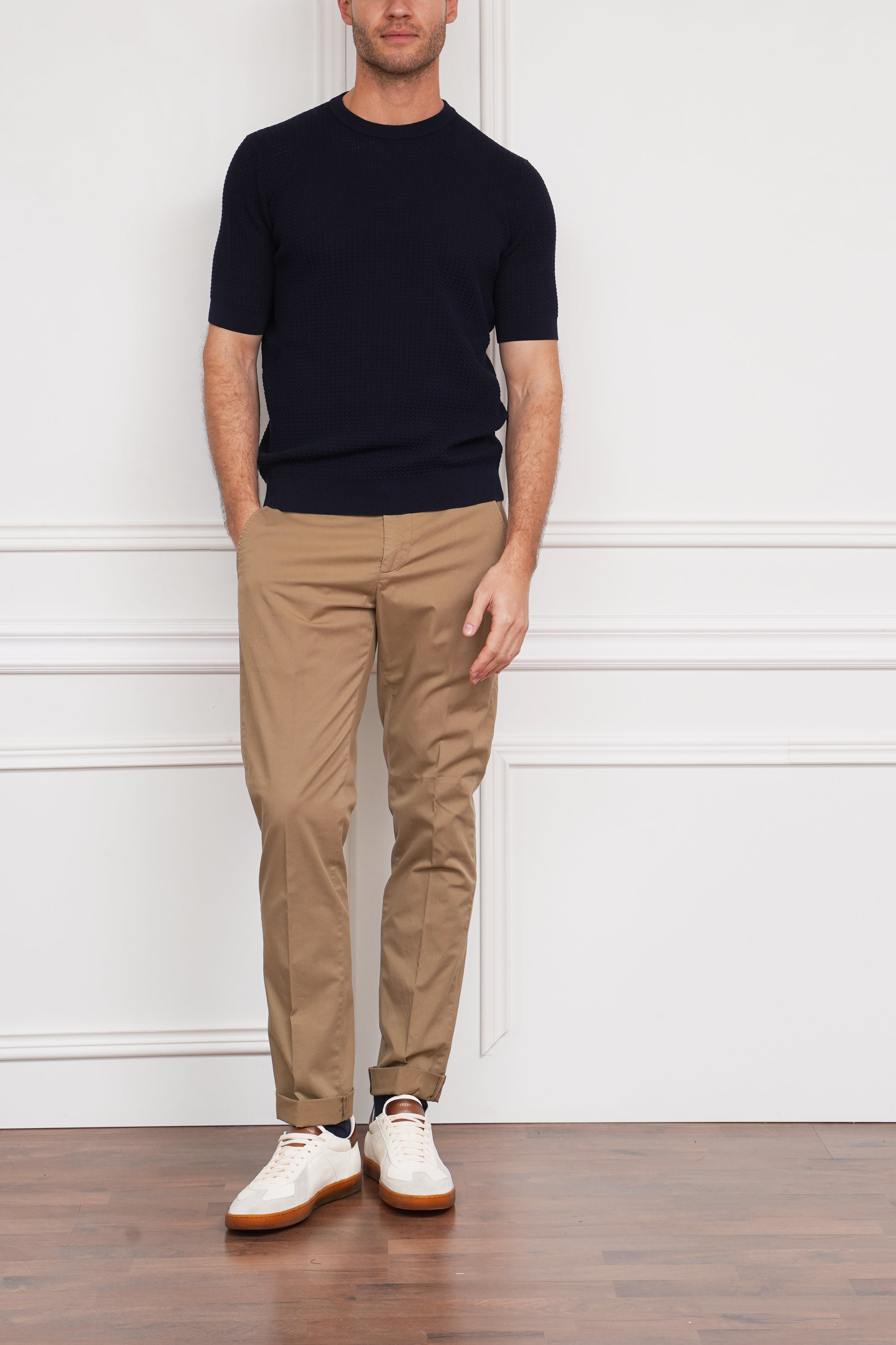 Gestricktes T-Shirt in marine