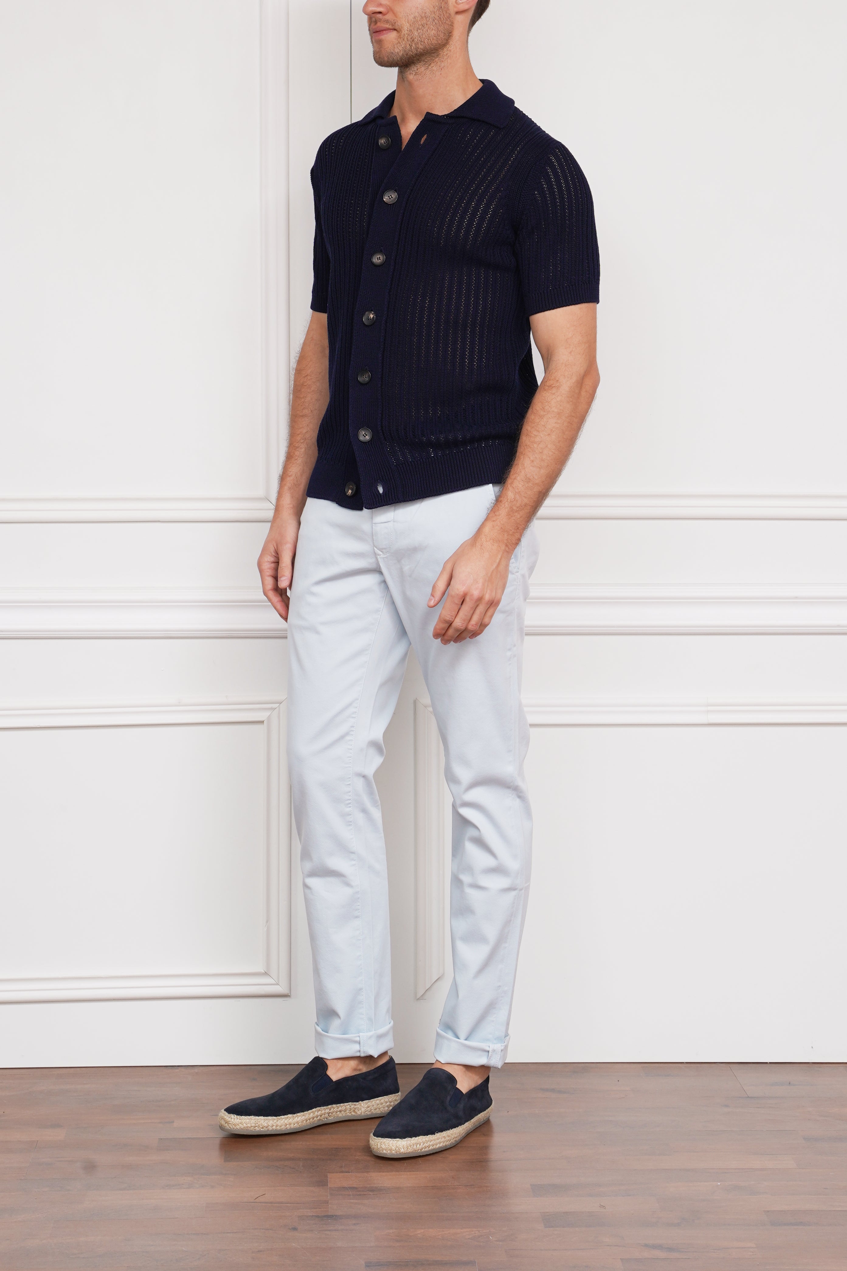 Full-Botton Strickpolo in marine