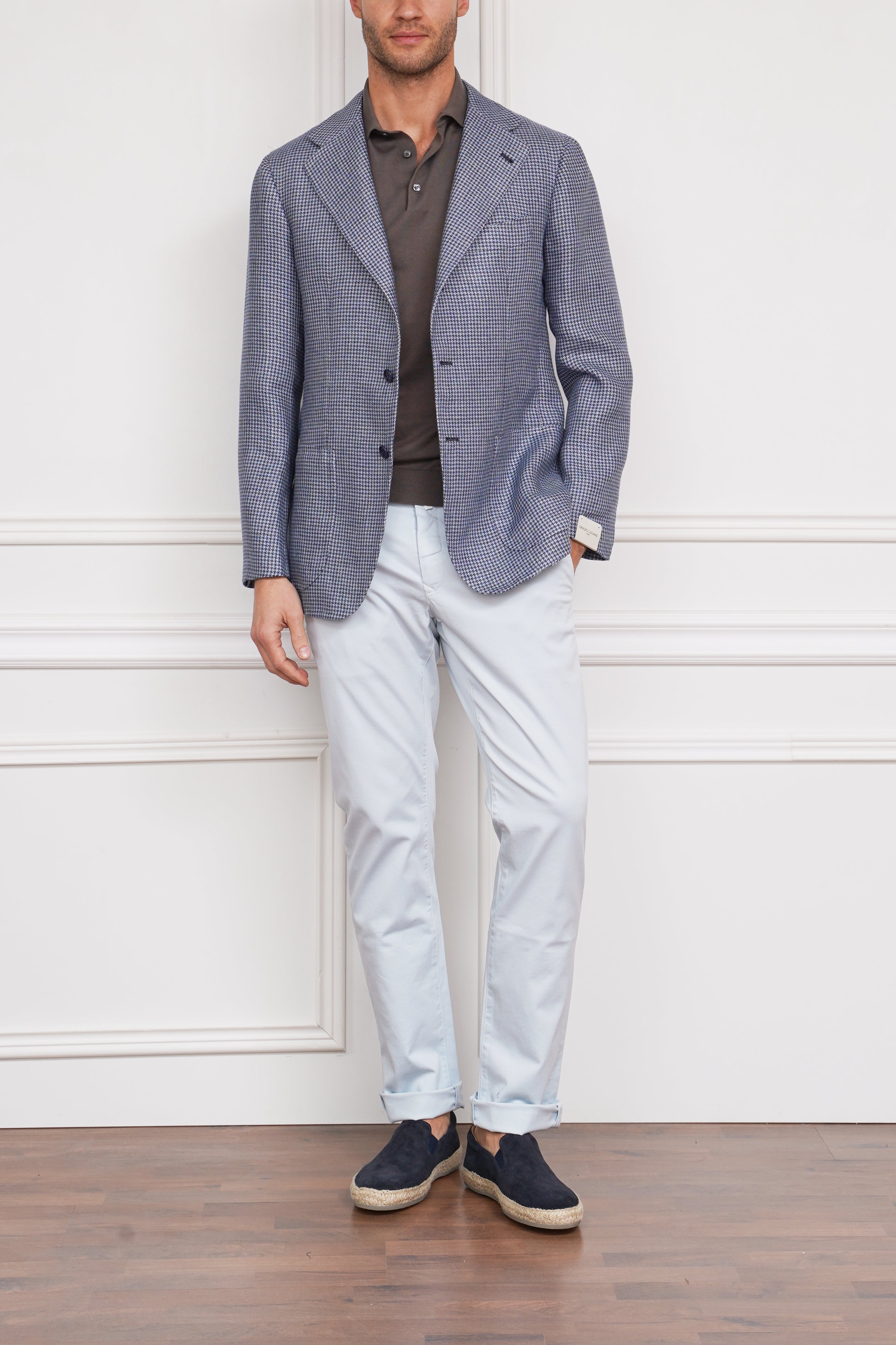 Sakko mit Hahnentrittmuster in blau