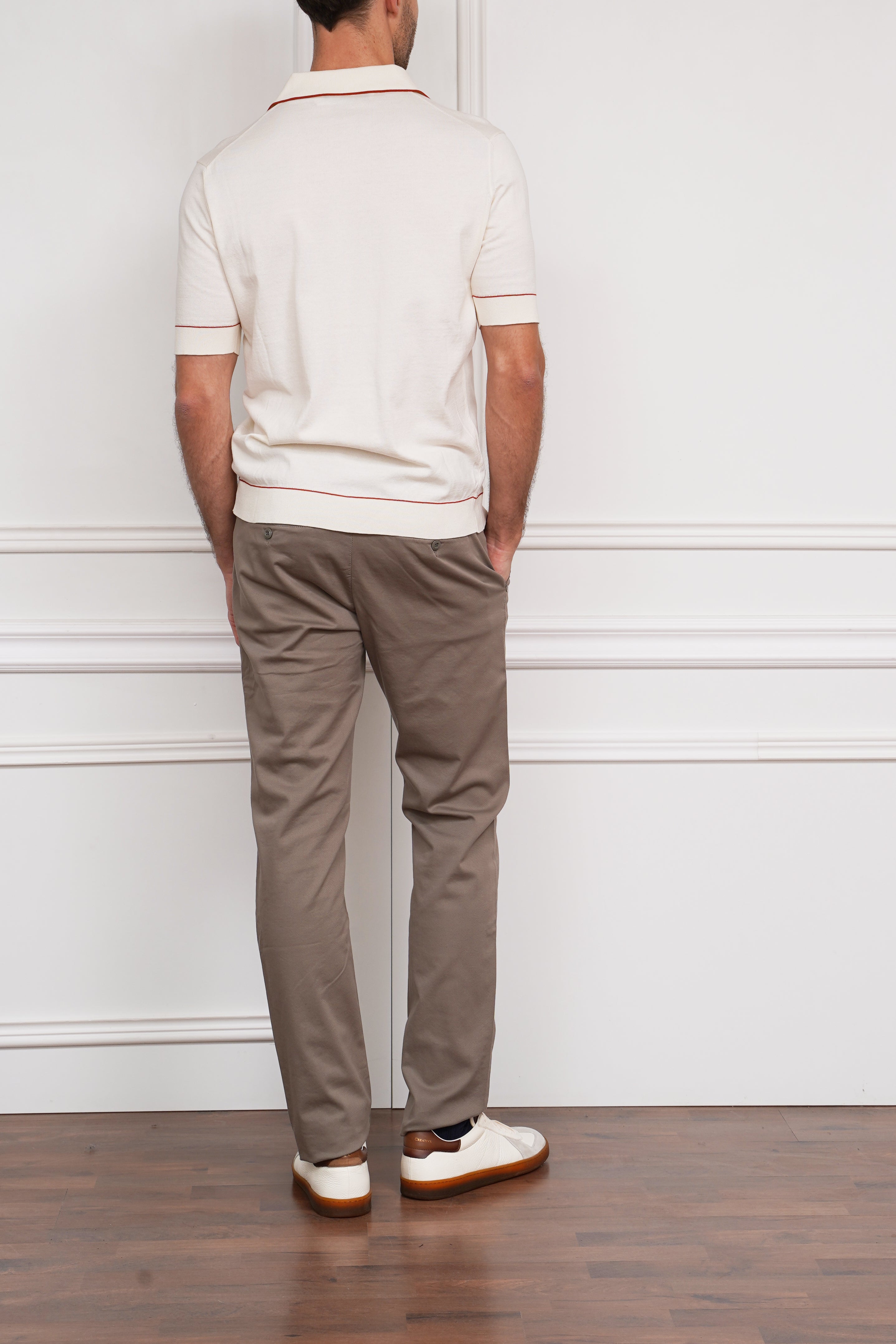 Full-Botton Strickpolo in creme