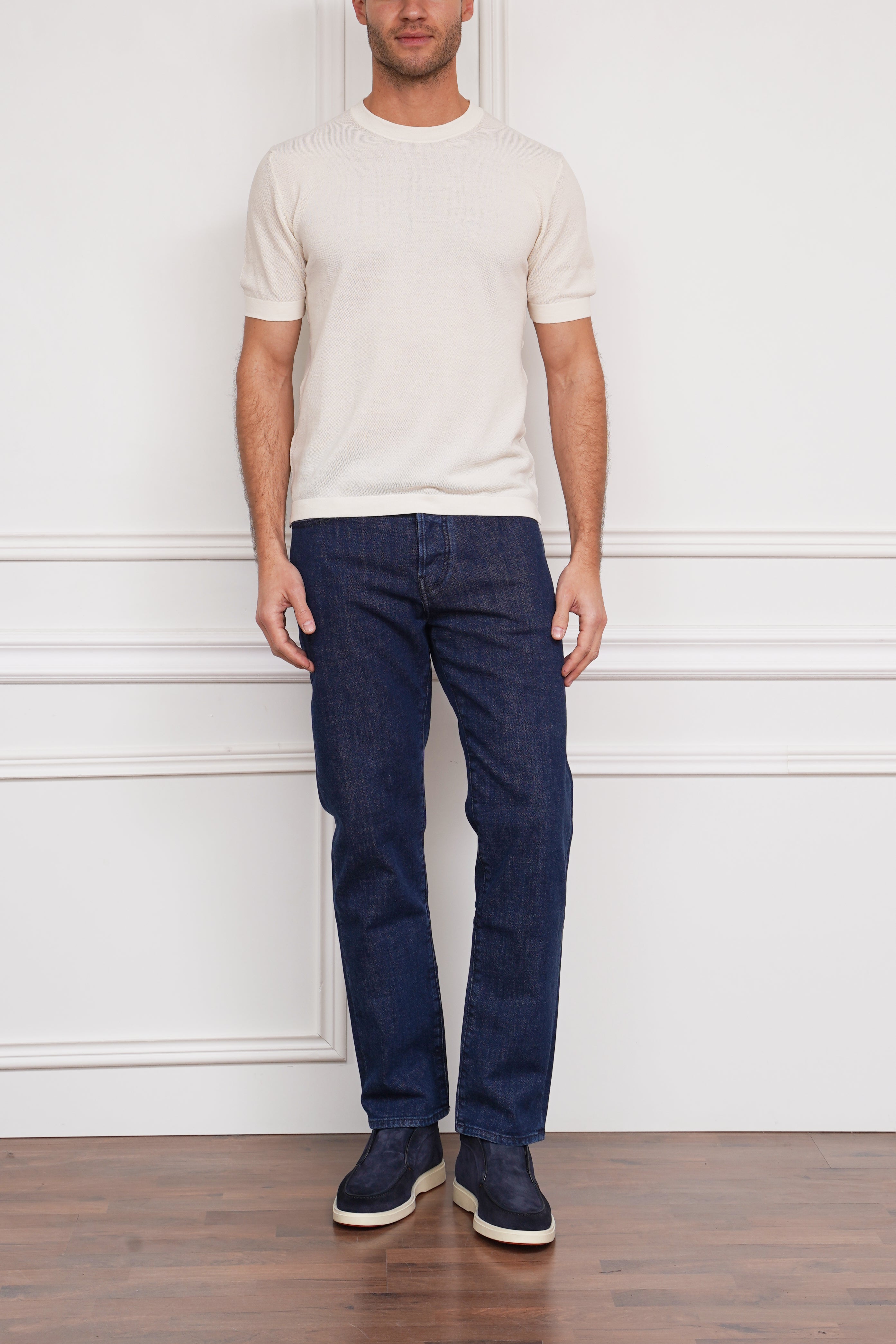 Kurzarmpullover in creme