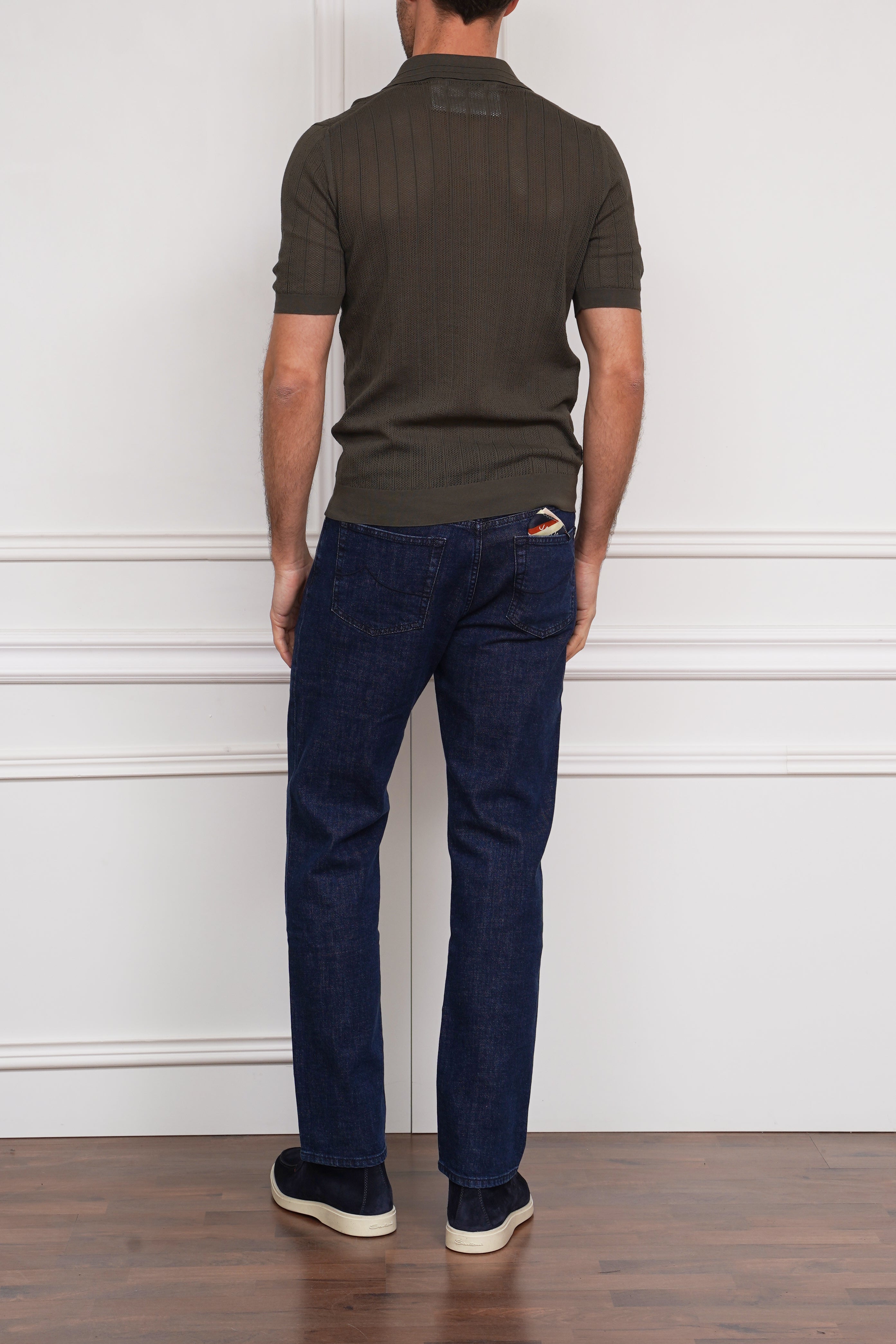 Gestricktes Poloshirt in oliv