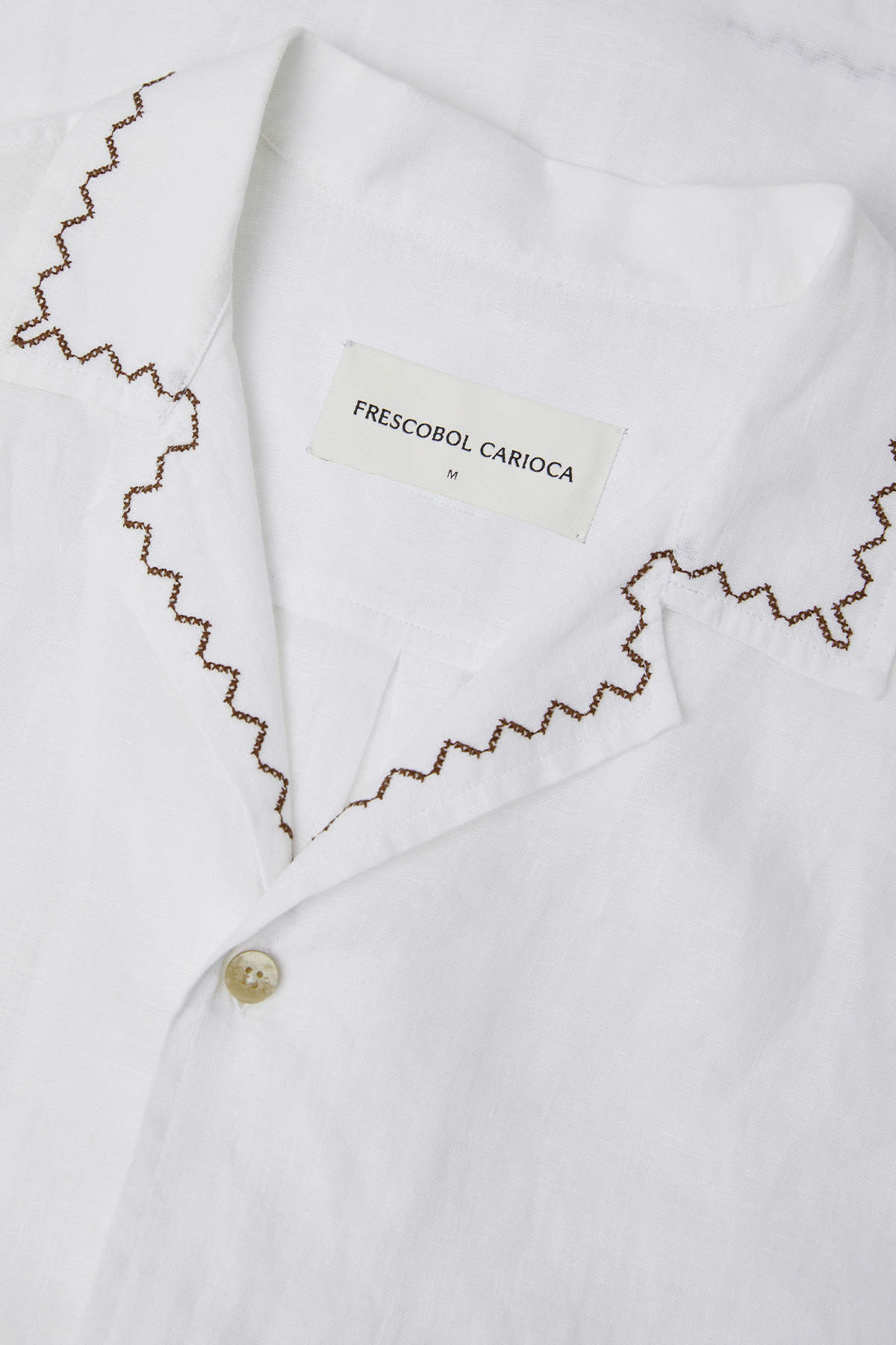 Besticktes Leinenhemd 'Alves' in weiß