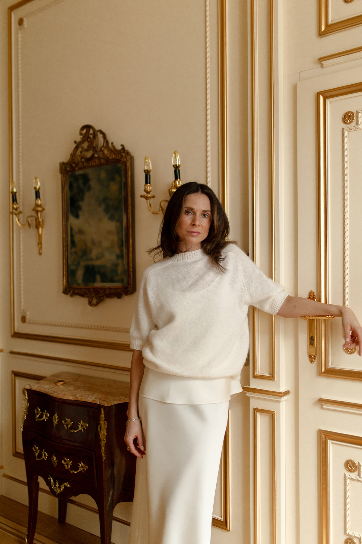 Kurzarmpullover 'Anita' in creme