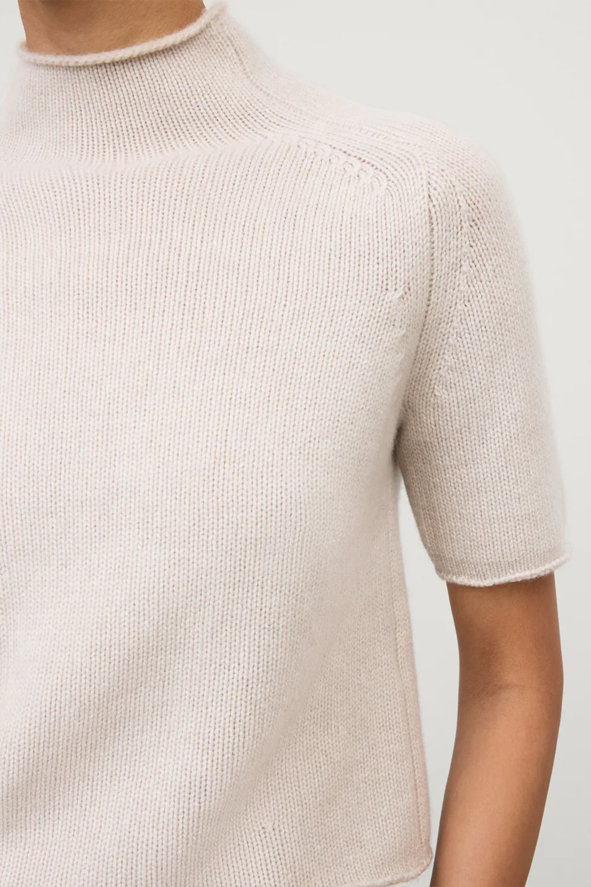 Kaschmir-Kurzarmpullover 'Fride' in beige
