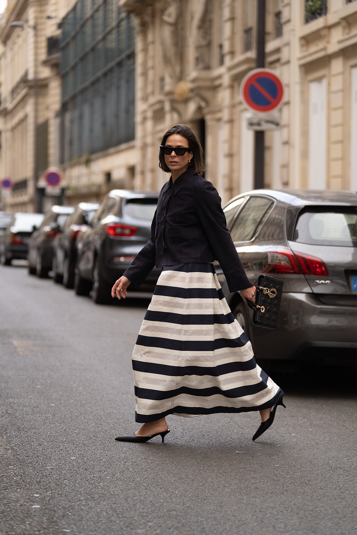 Gestreifter Maxirock in navy/weiß